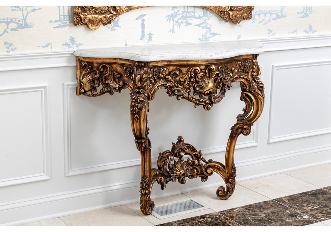 Barocke Stil 19. Jahrhundert geschnitzt vergoldet Wood Spiegel und passende Konsole im Angebot 2