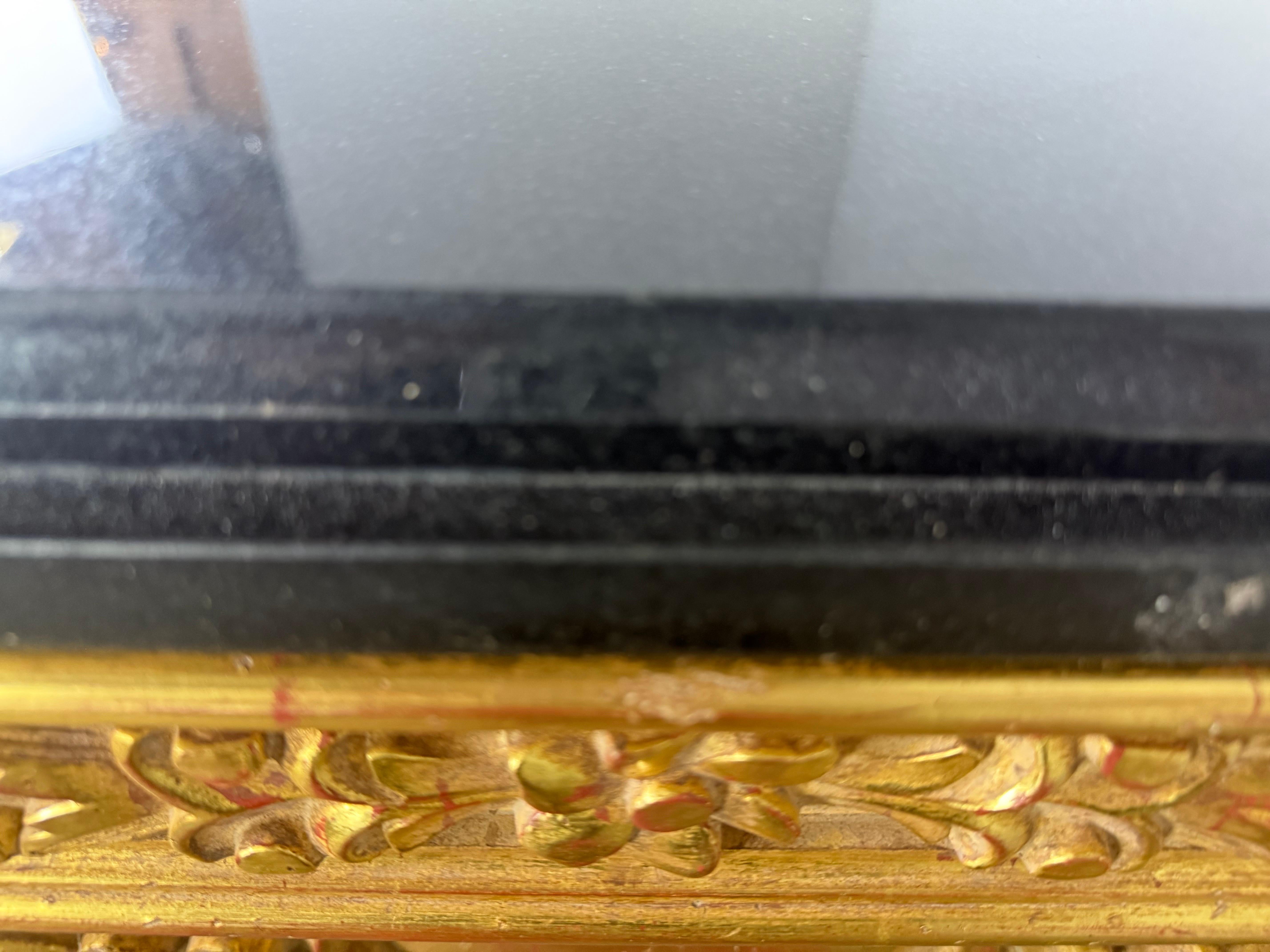 Baroque-Style 22K Gold Leaf Carved Coffee Table with Black Stone Top en vente 1