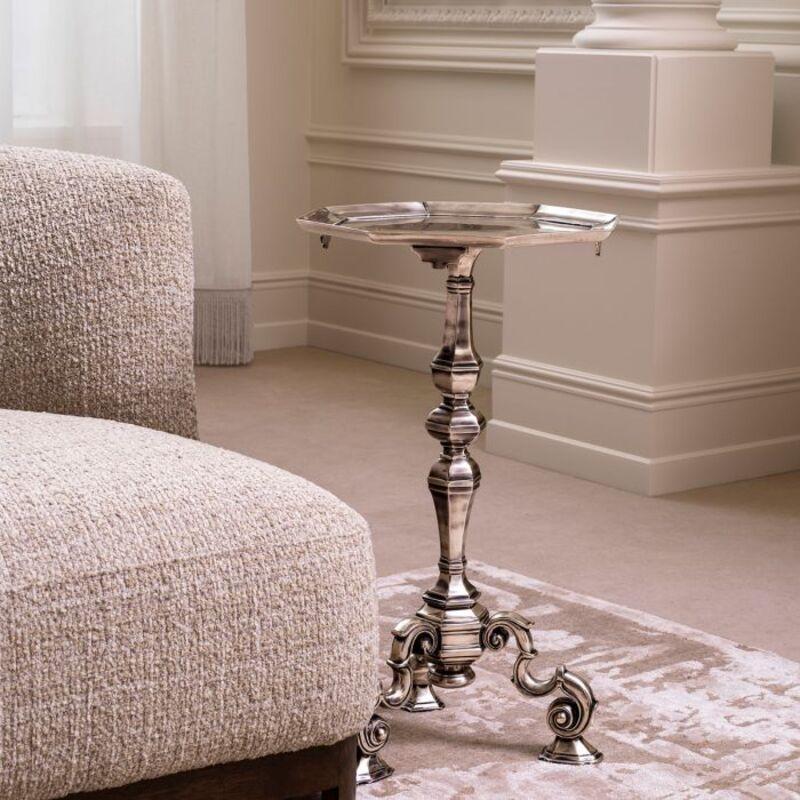 French Baroque-Style Antique Silver Plated Side Table For Sale