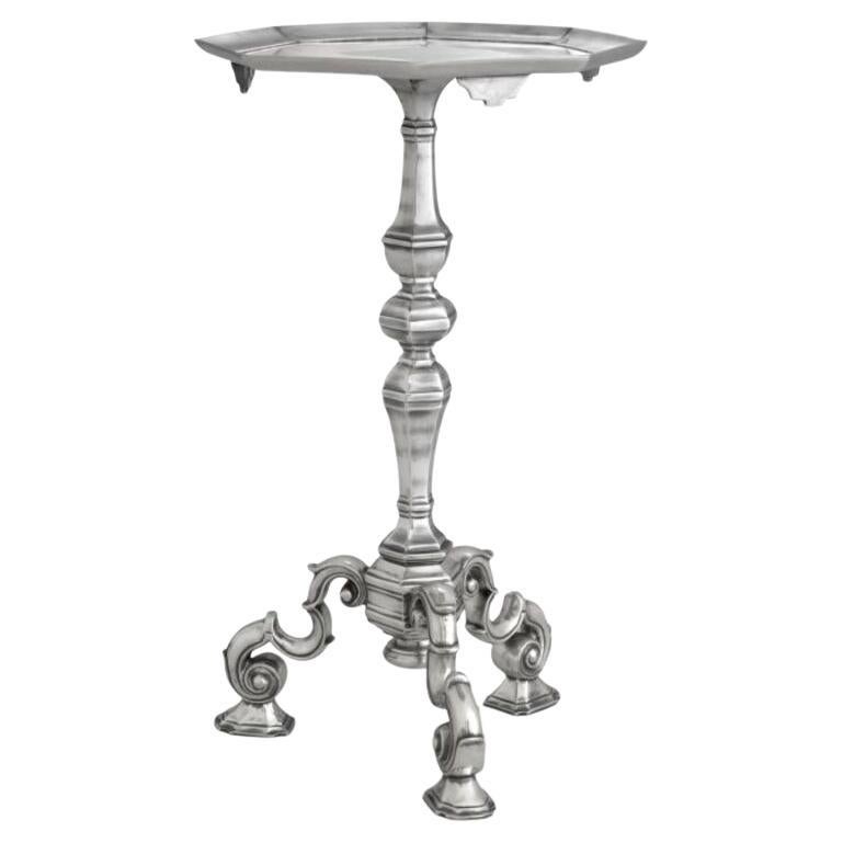 Baroque-Style Antique Silver Plated Side Table For Sale