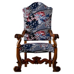 Baroque-style Armchair with modern Upholstery, Italy, mid 18th Century