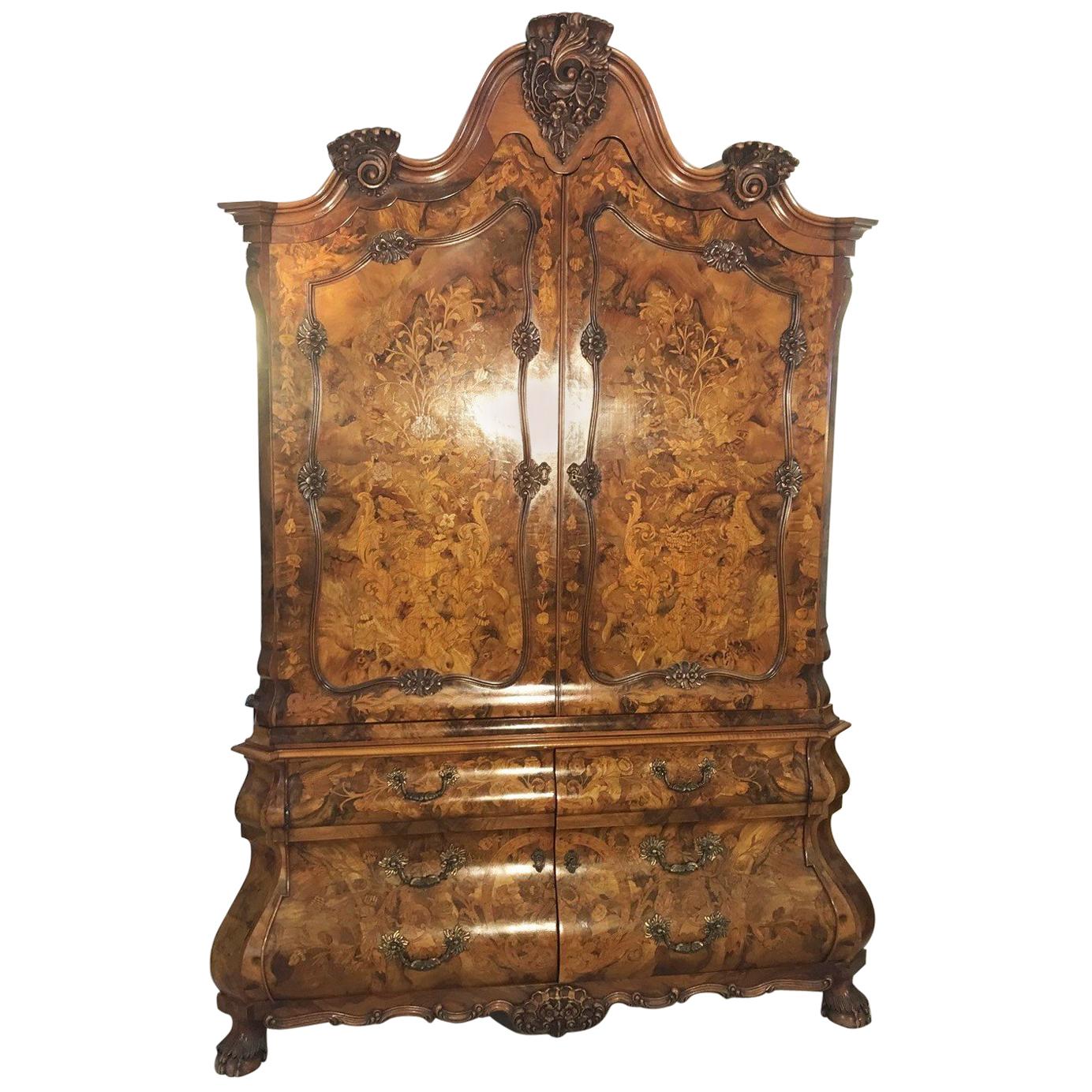 Baroque Style Armoire with Floral Ornamentations For Sale