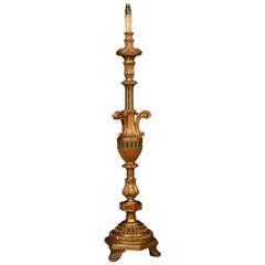Baroque Style Baluster Shaped Italian Carved Giltwood Standard Lamp