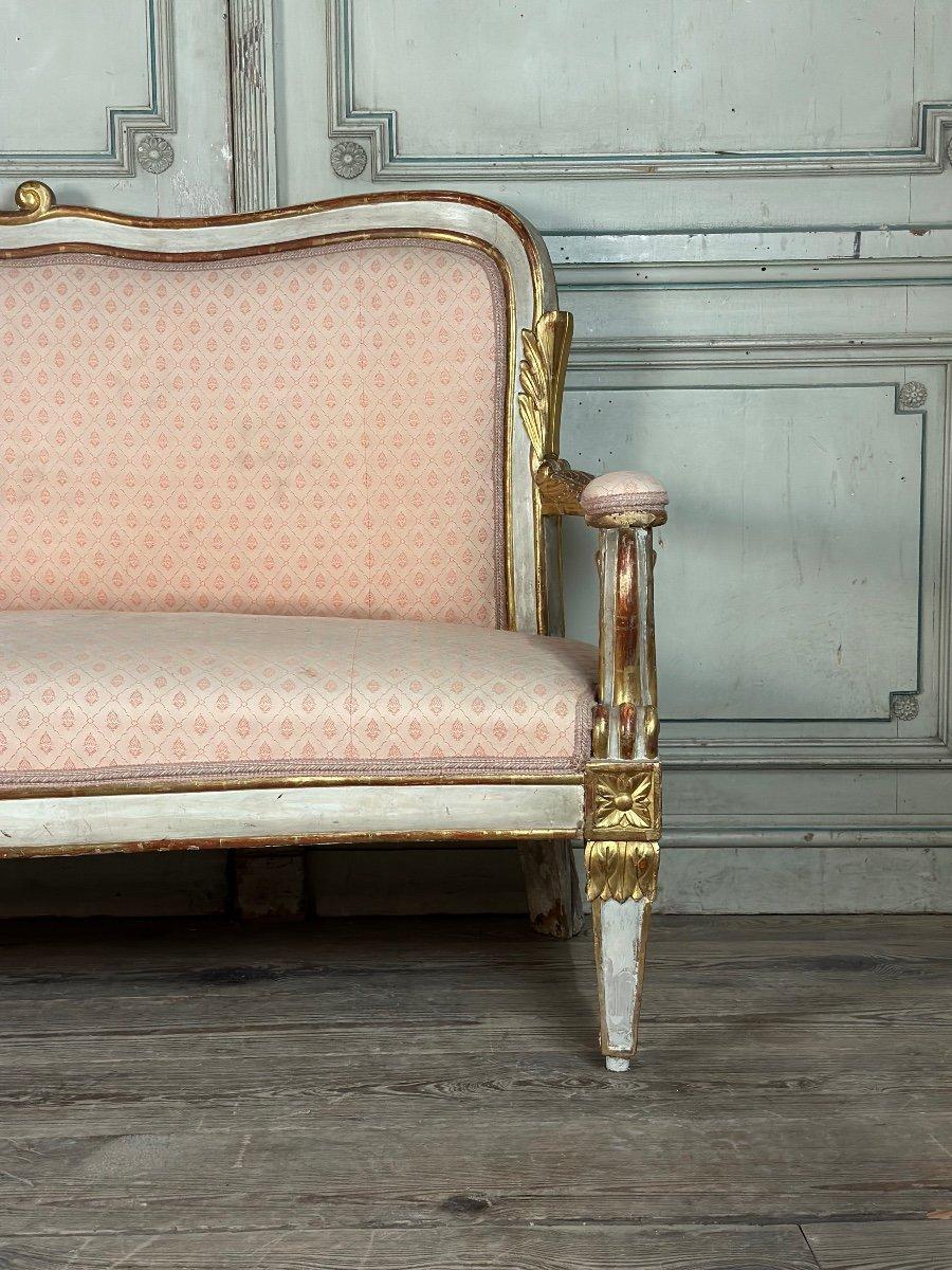 Baroque Style Bench In Golden And Painted Wood For Sale 1