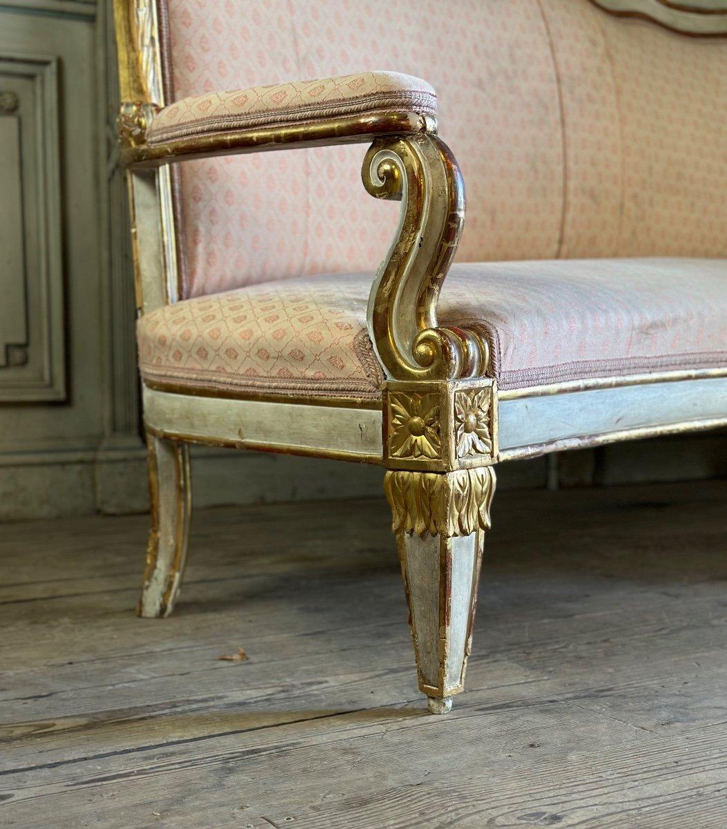 Barocke Bank im Barockstil aus goldenem und lackiertem Holz im Angebot 2