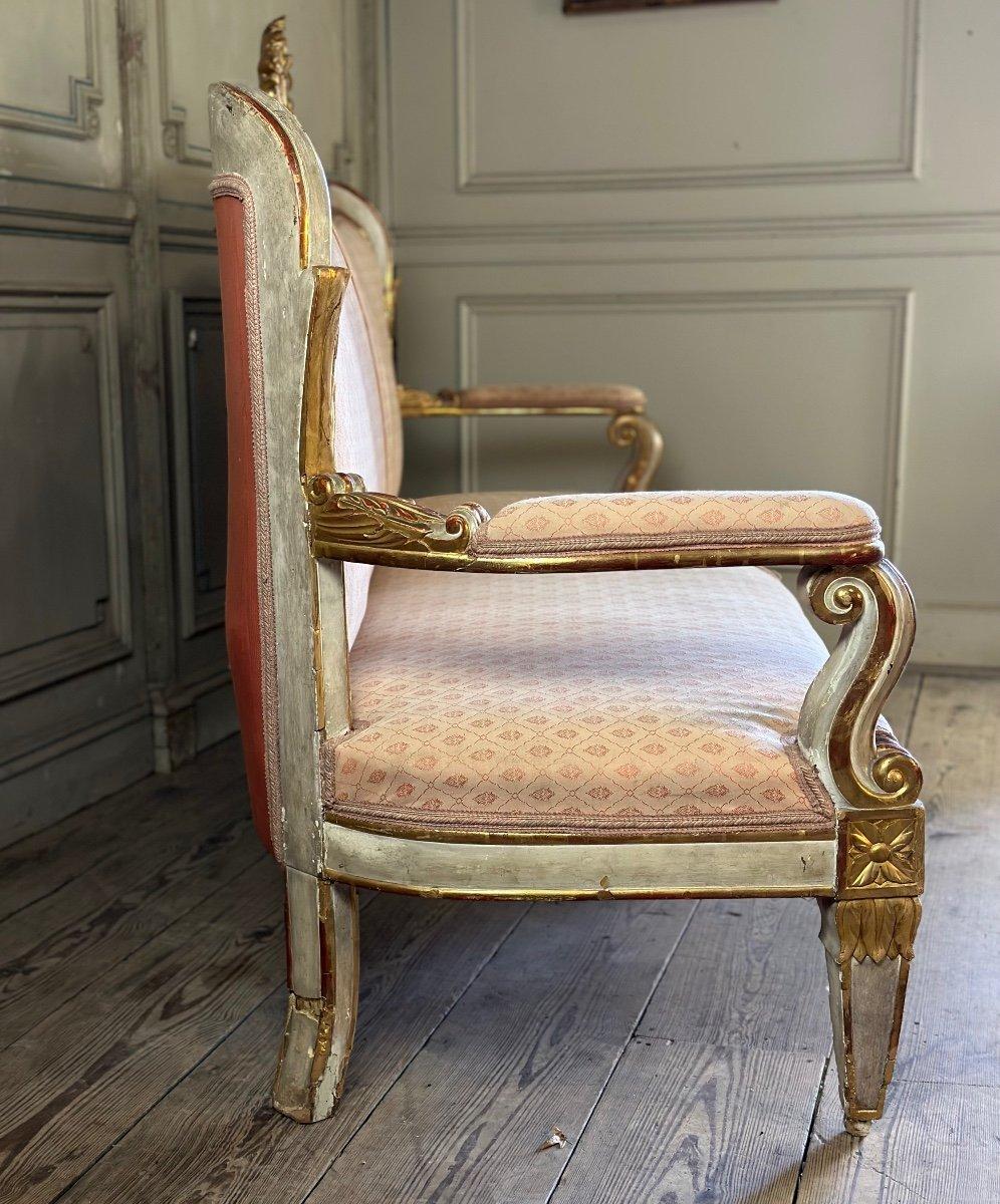 Baroque Style Bench In Golden And Painted Wood For Sale 3