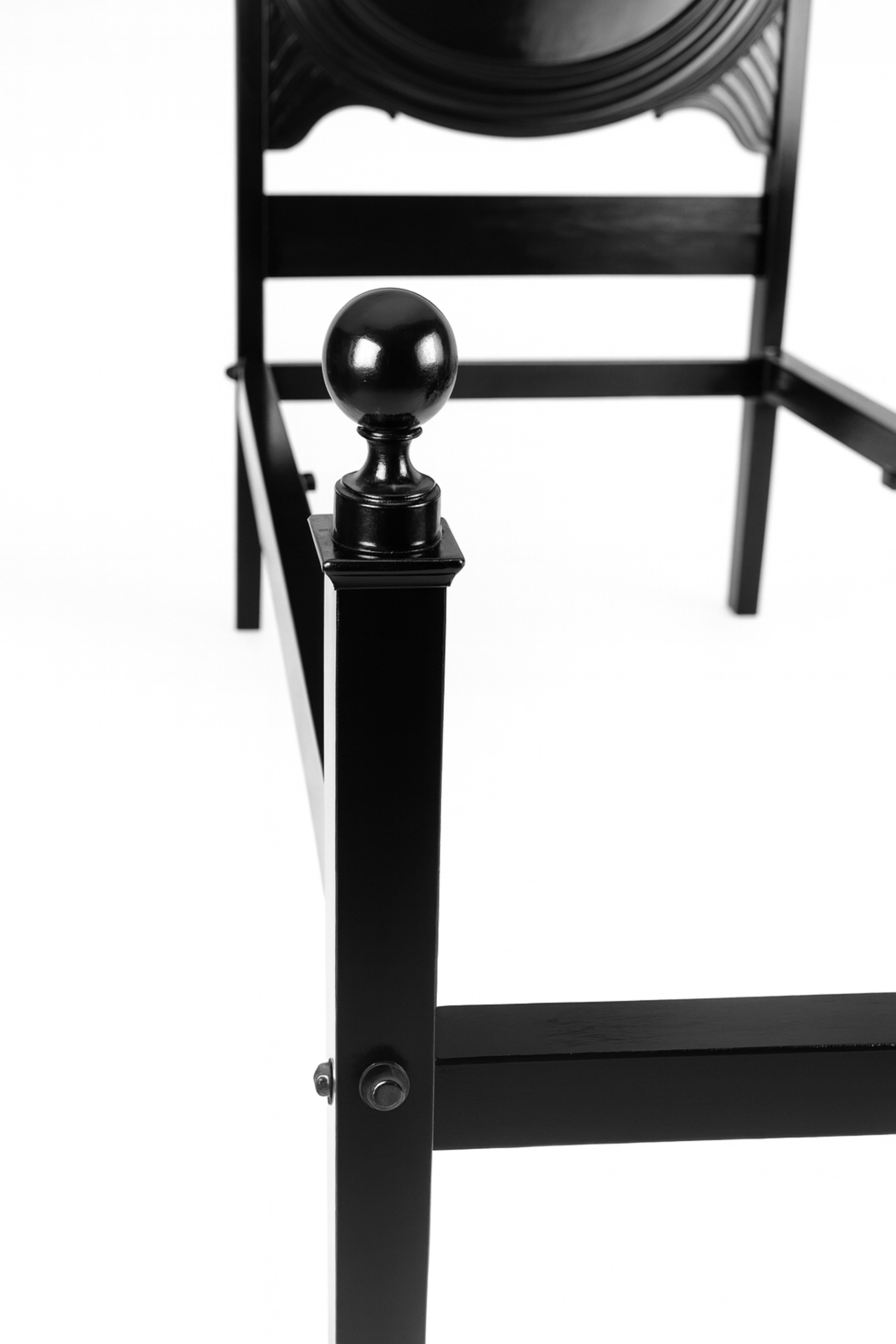 Ottone Letto in lacca nera in stile barocco, XIX secolo in vendita