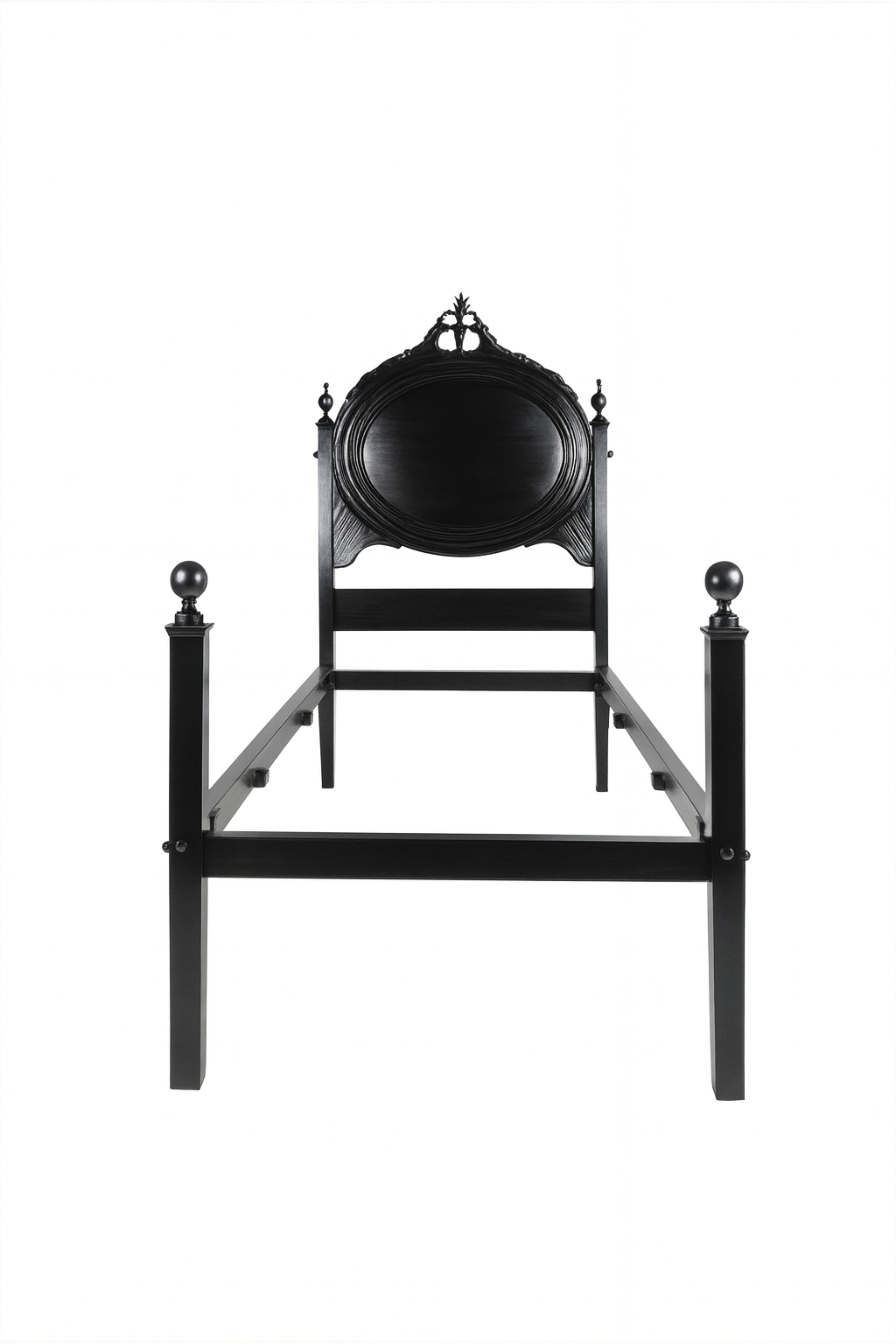 Letto in lacca nera in stile barocco, XIX secolo in vendita 2