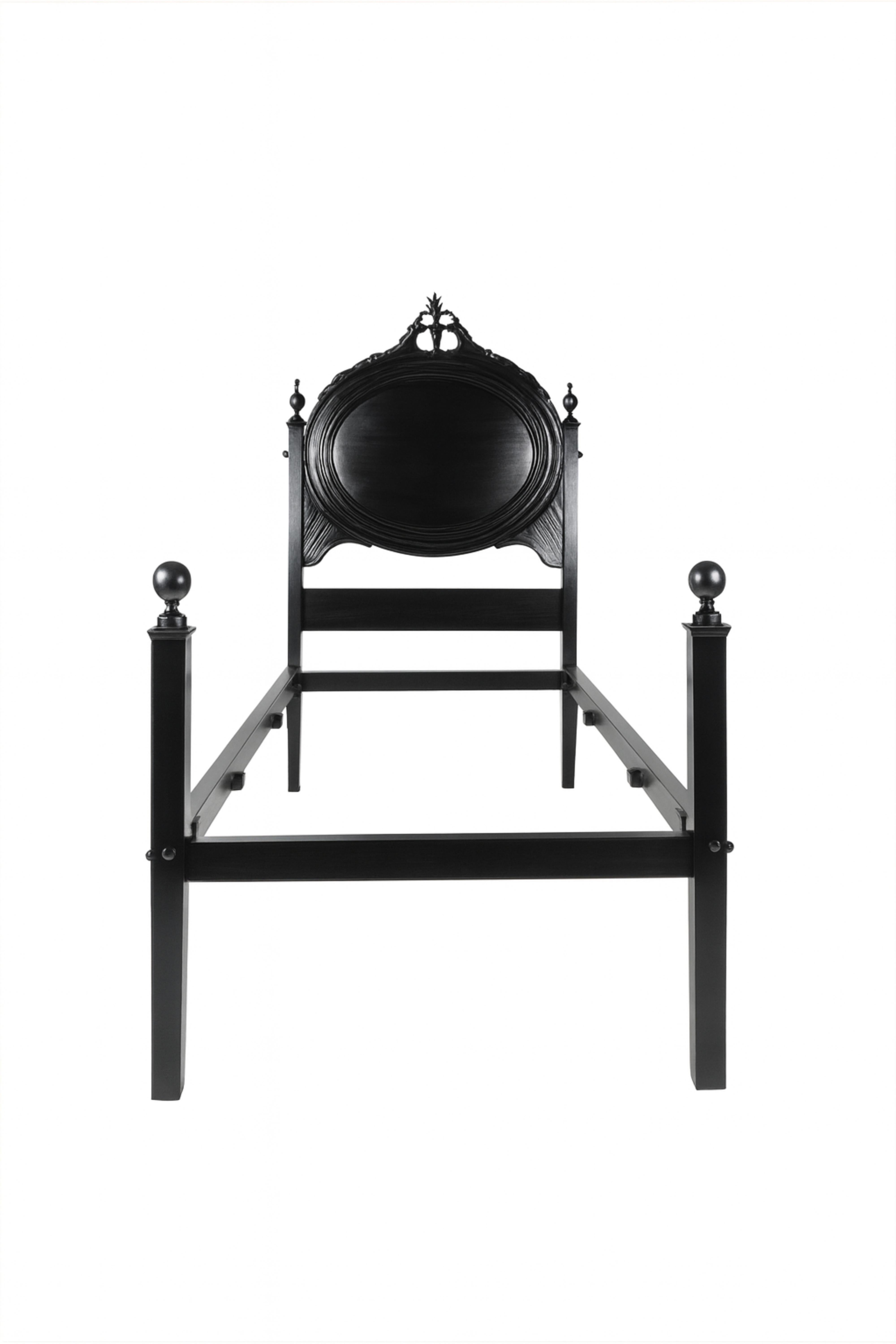 Letto in lacca nera in stile barocco, XIX secolo in vendita 3