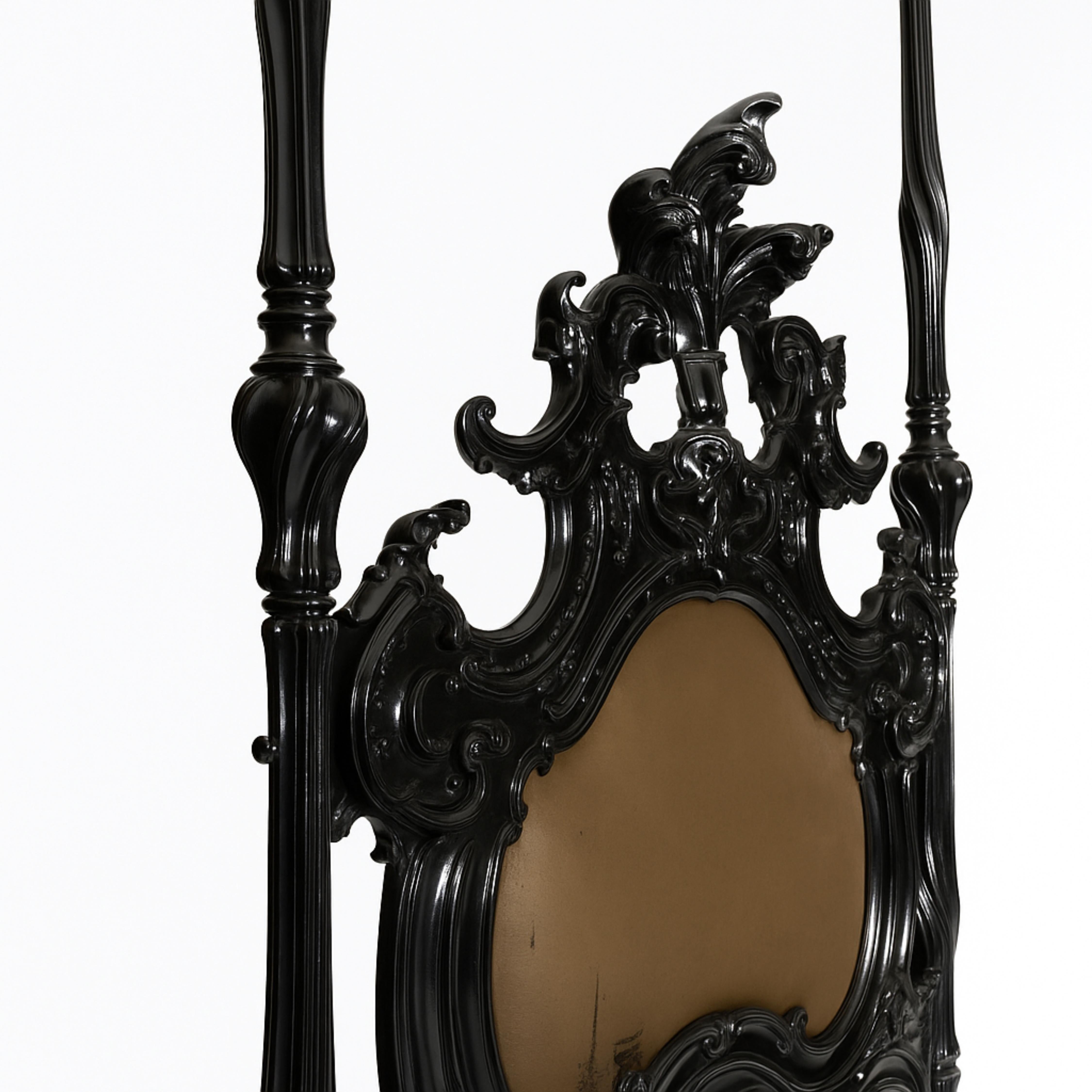 XIXe siècle Lit à baldaquin de style baroque en laque noire, 19e siècle en vente