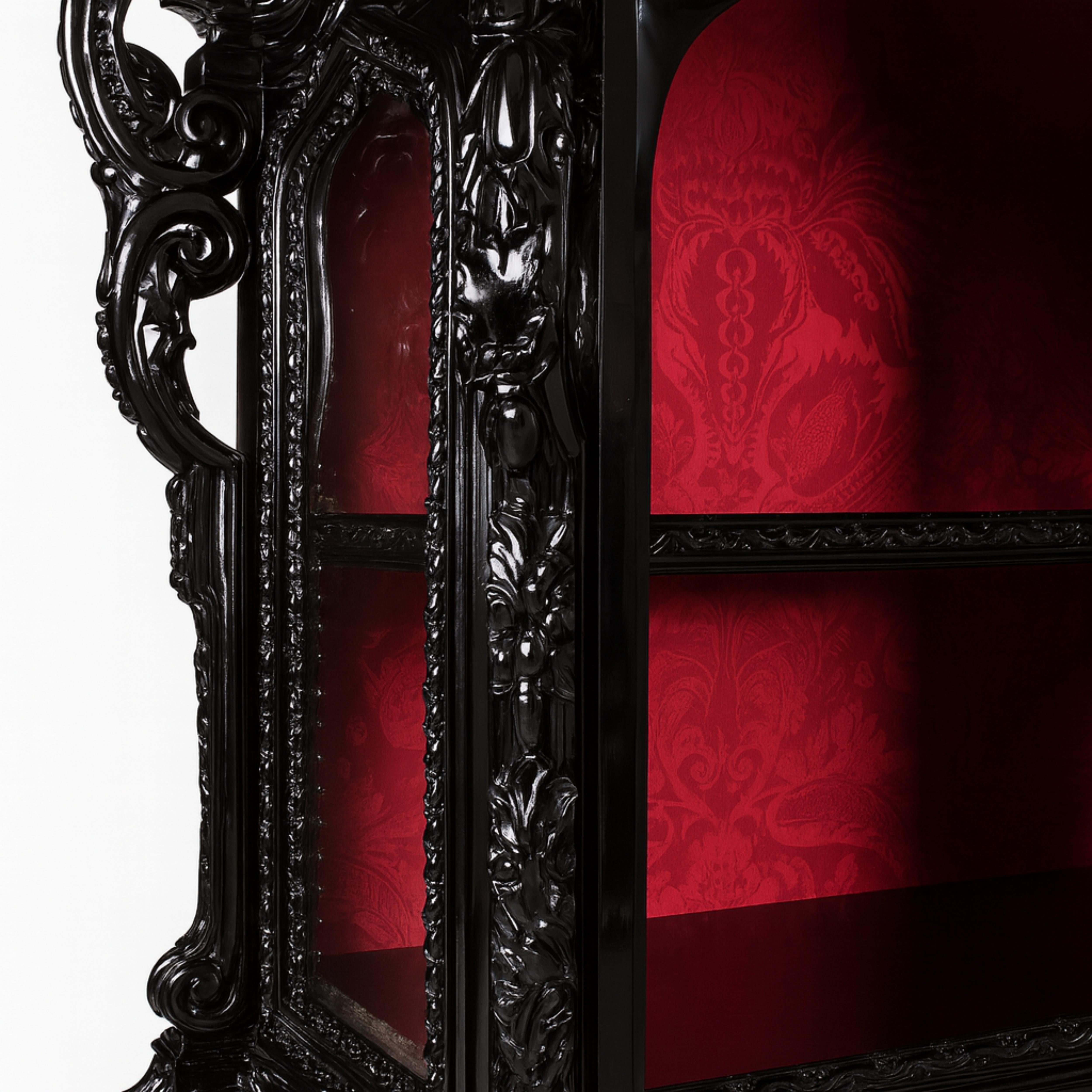 Vetrina in cedro laccato nero in stile barocco, XIX secolo in vendita 1