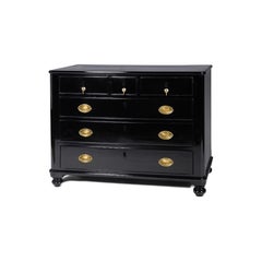 Baroque Style Black Lacquer Chest of Drawers, 19th Century