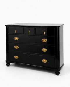 Baroque Style Black Lacquer Chest of Drawers, 19th Century
