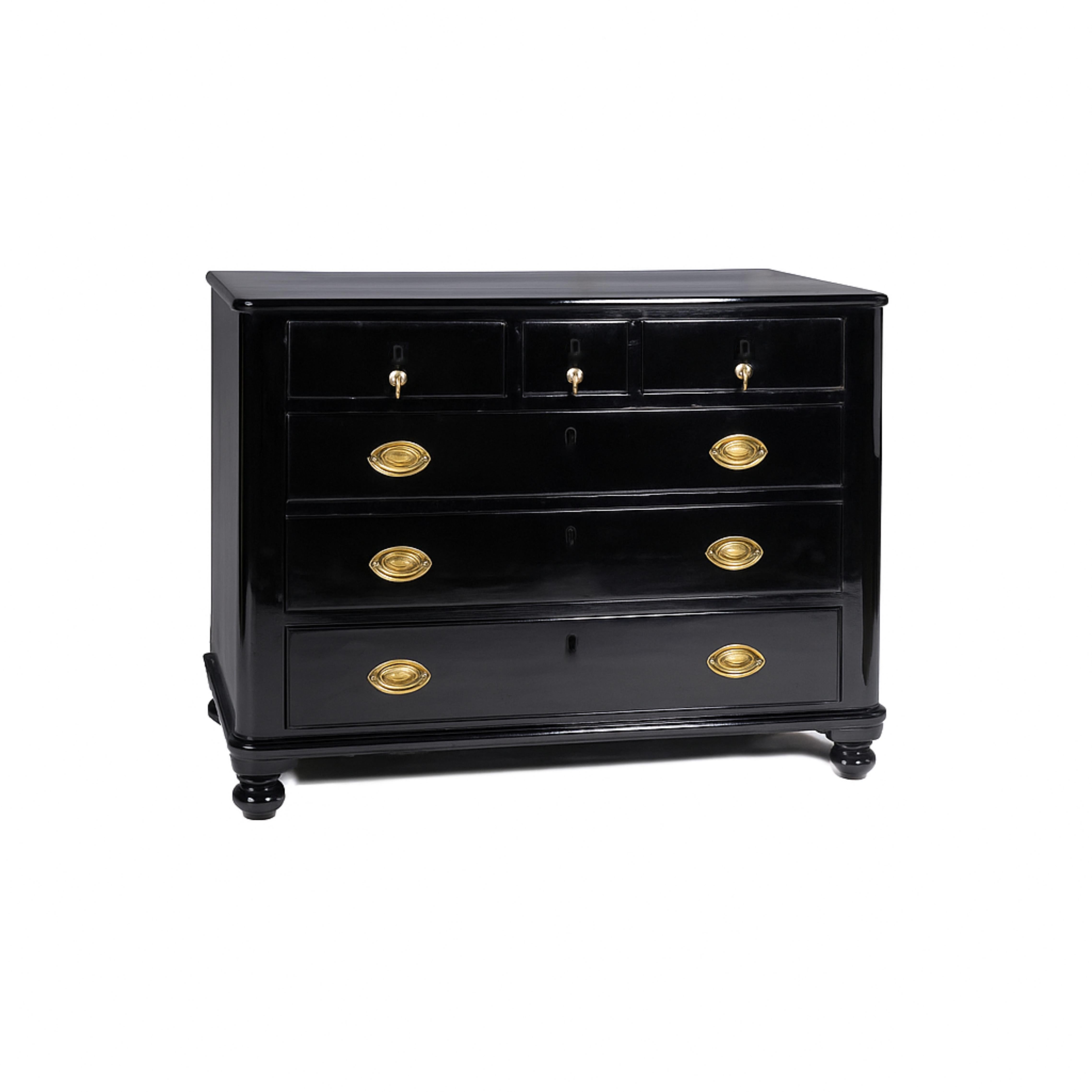 Barocco Cassettiera in lacca nera in stile barocco, XIX secolo in vendita