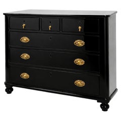 Baroque Style Black Lacquer Chest of Drawers, 19th Century