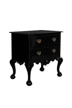 Baroque Style Black Lacquer Chest of Drawers, Late 19th Century