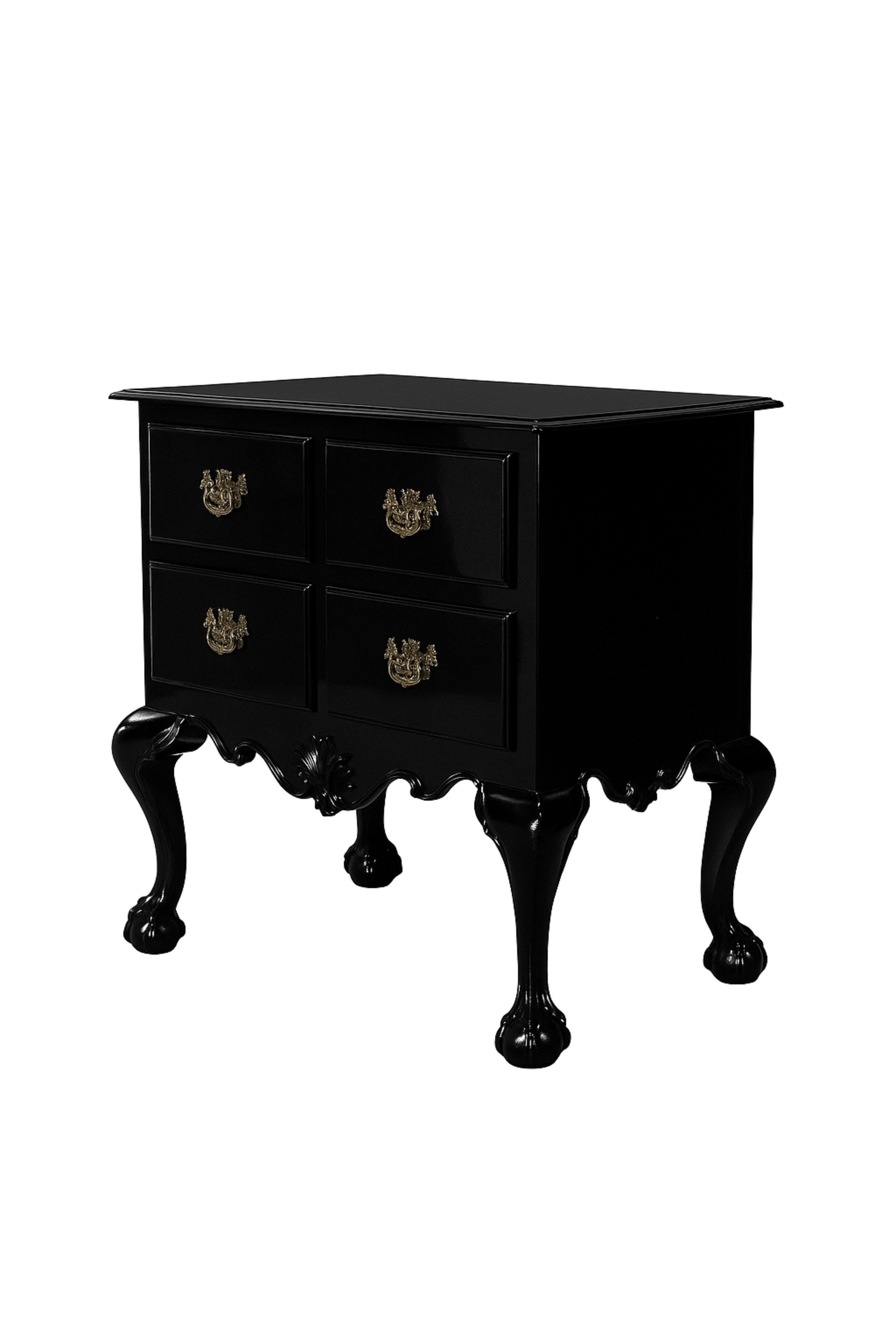 Barocco Cassettiera in lacca nera in stile barocco, fine XIX secolo in vendita