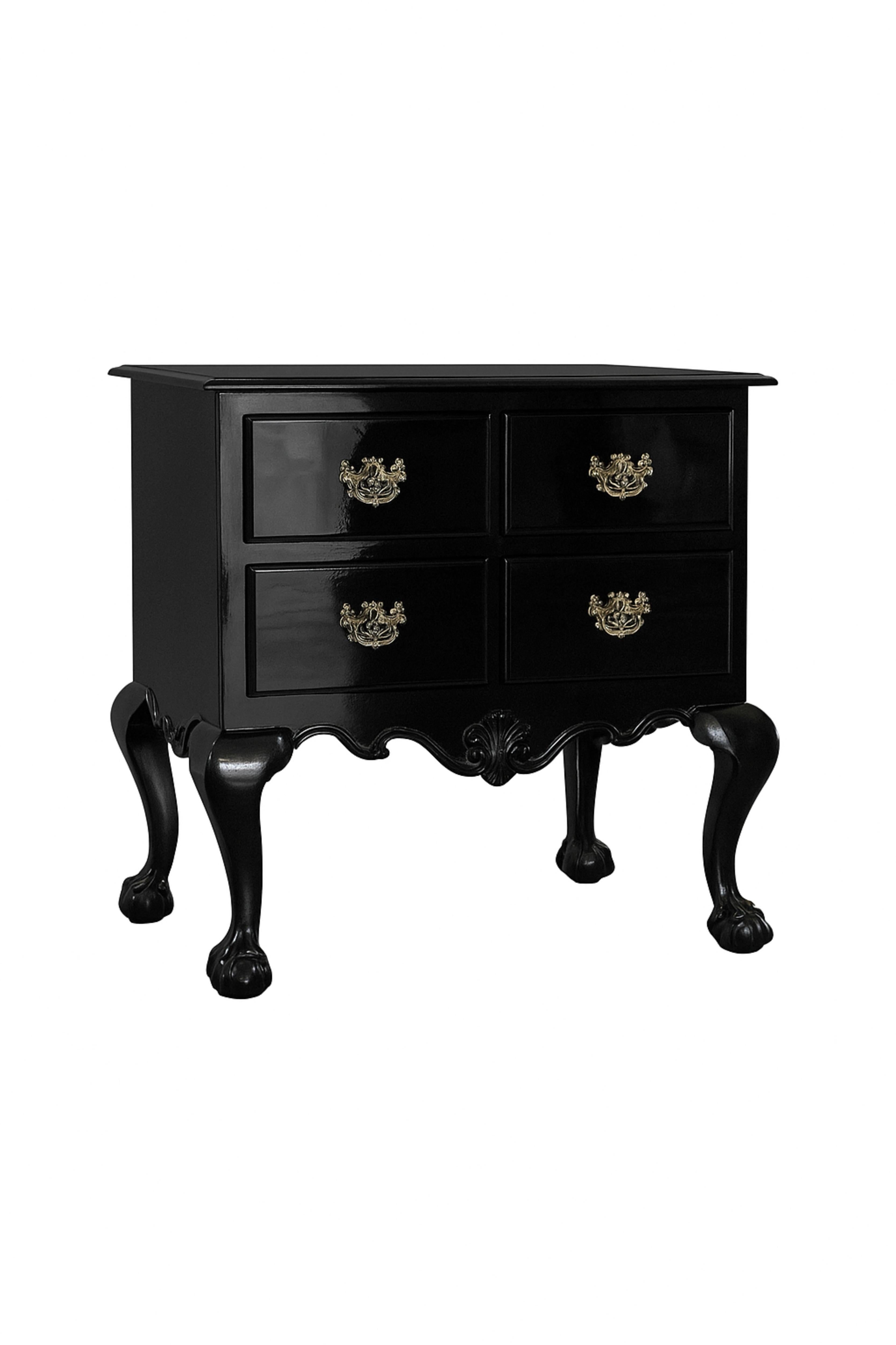 Portoghese Cassettiera in lacca nera in stile barocco, fine XIX secolo in vendita