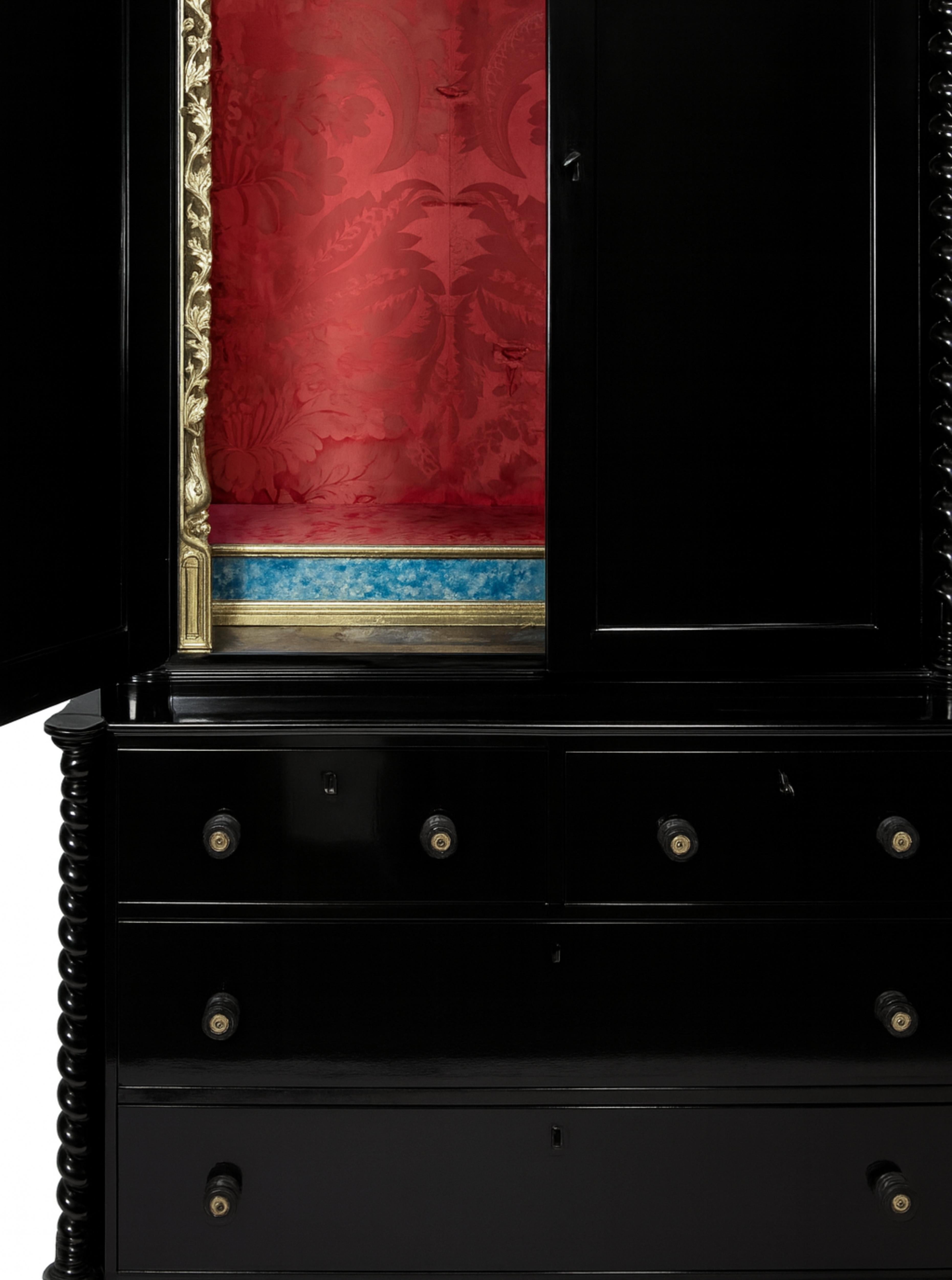 Cassettiera in stile barocco in lacca nera Oratorio, XIX secolo in vendita 5