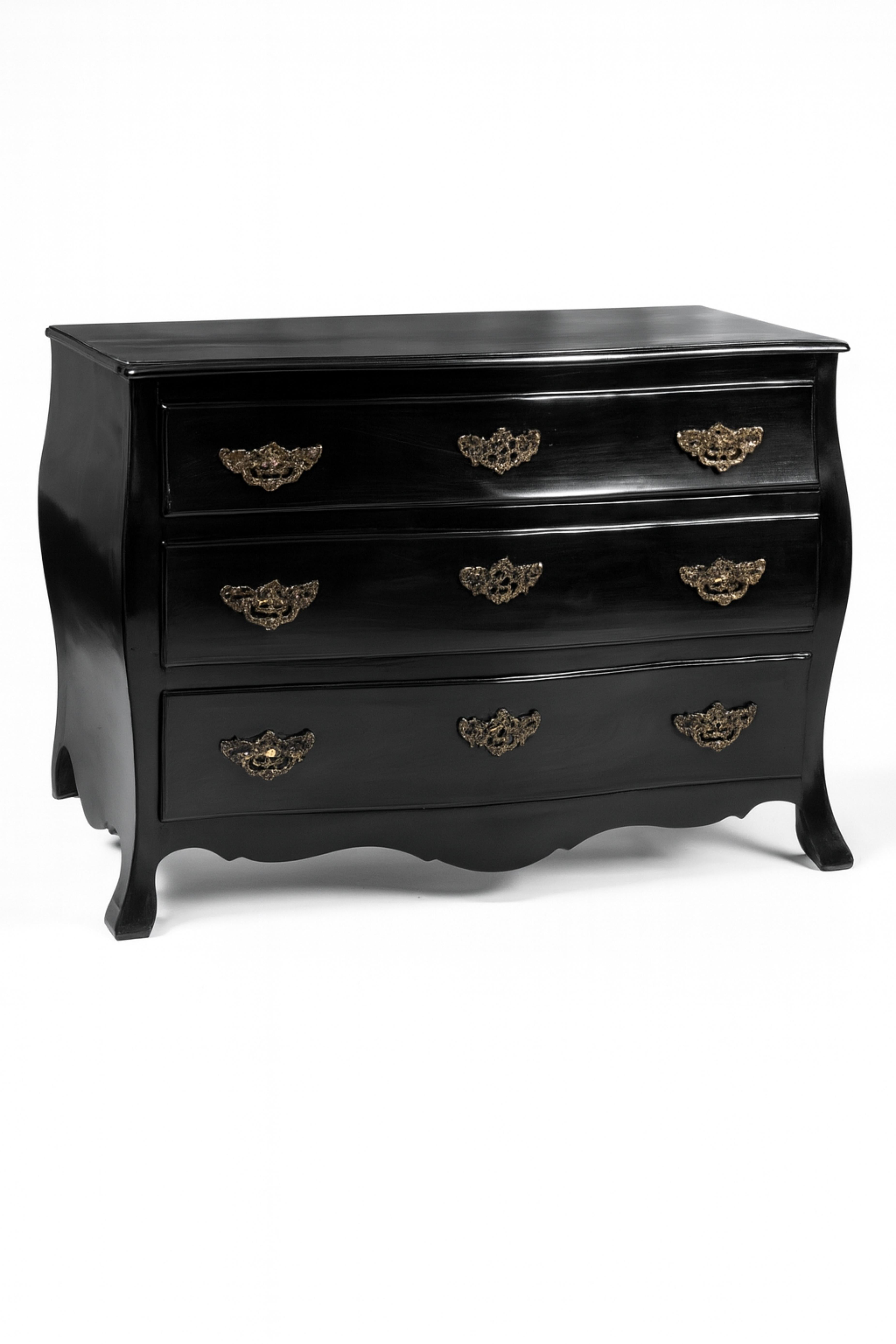 Comò in stile barocco in lacca nera, XIX secolo In condizioni buone in vendita a Lisbon, PT