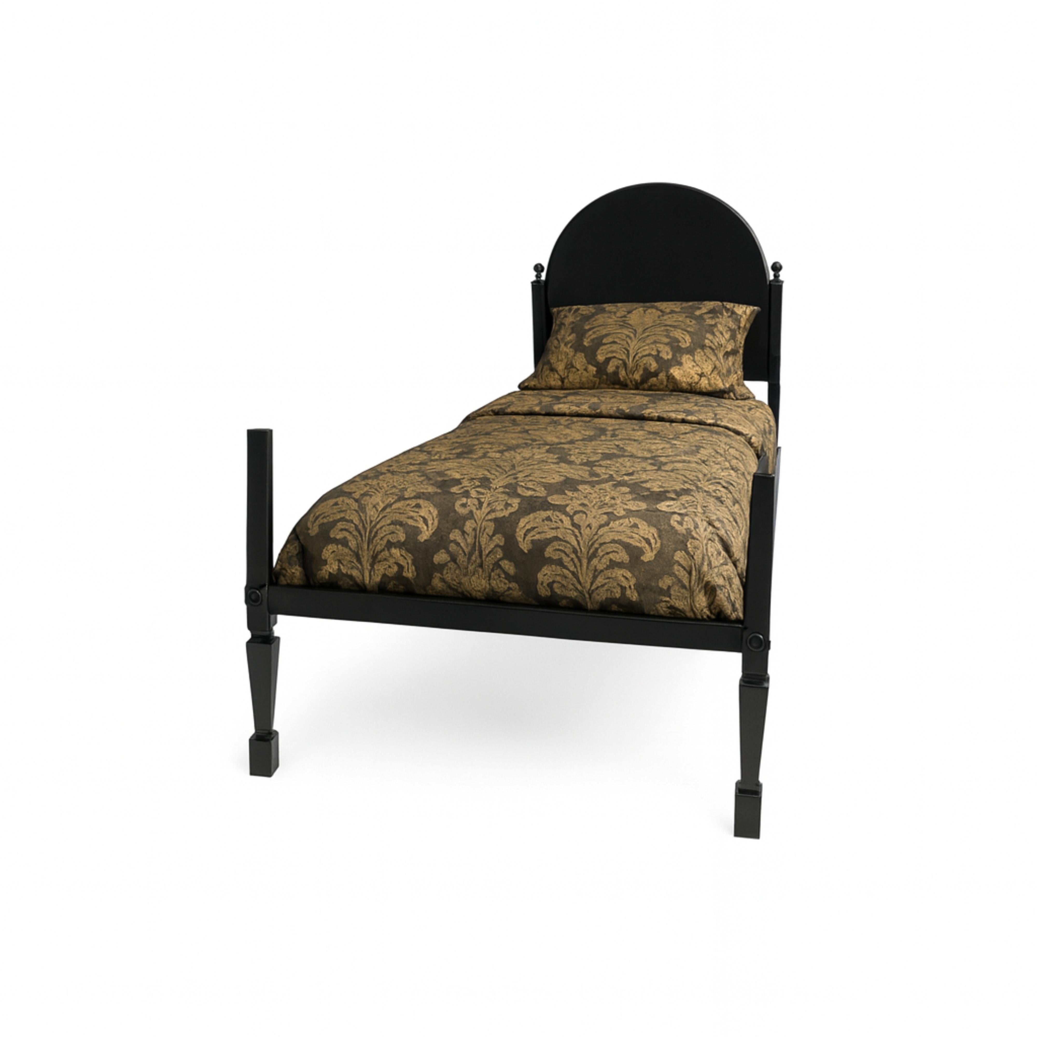 Un lit de style baroque, verni en noir.  avec tête de lit.
Applications : housses exquises ou matelas sur mesure pour les chambres à coucher de luxe (non inclus) 