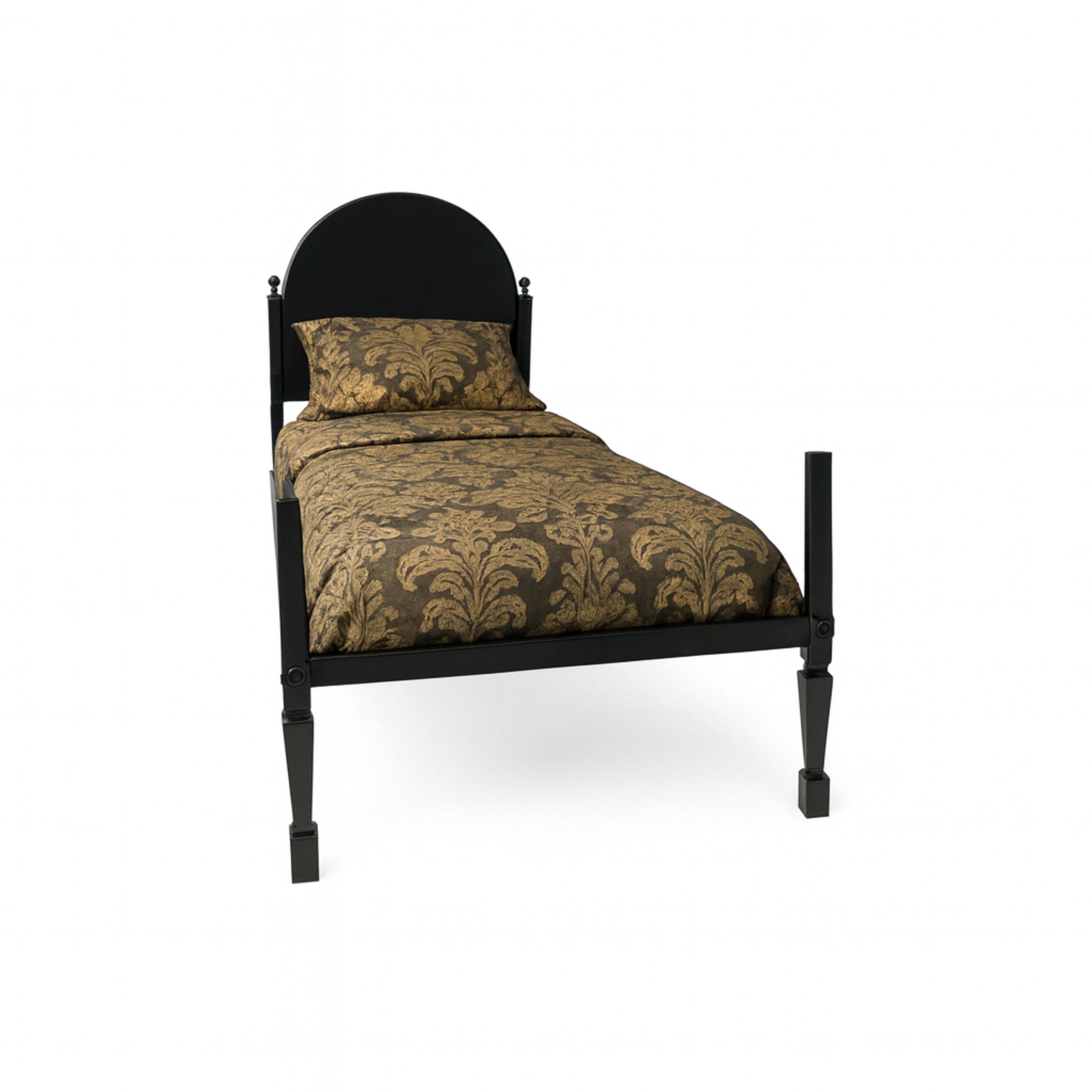 Baroque Lit en noyer laqué noir de style baroque, fin du 19e siècle en vente