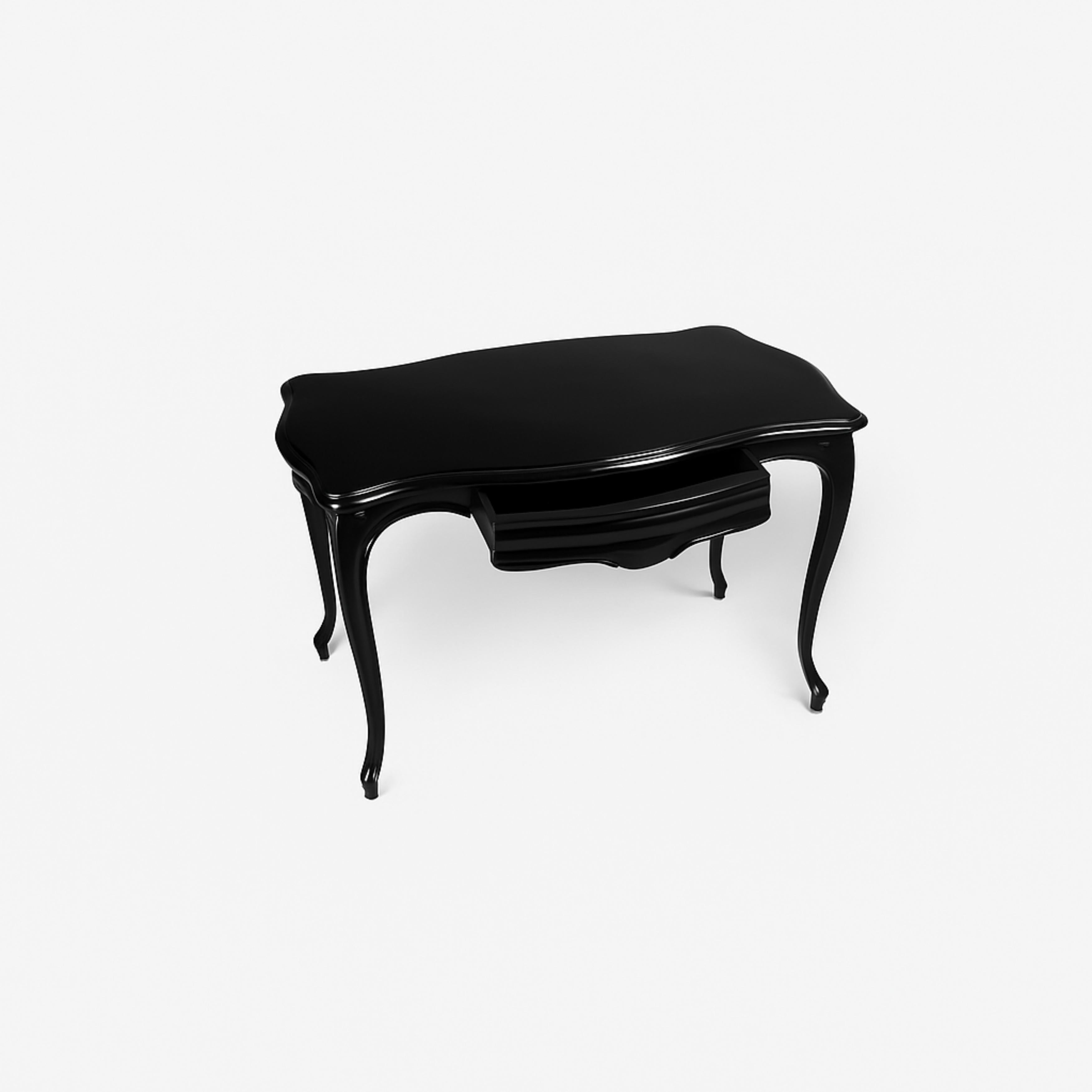 XX secolo Scrivania in stile barocco in noce e lacca nera, 20° secolo in vendita