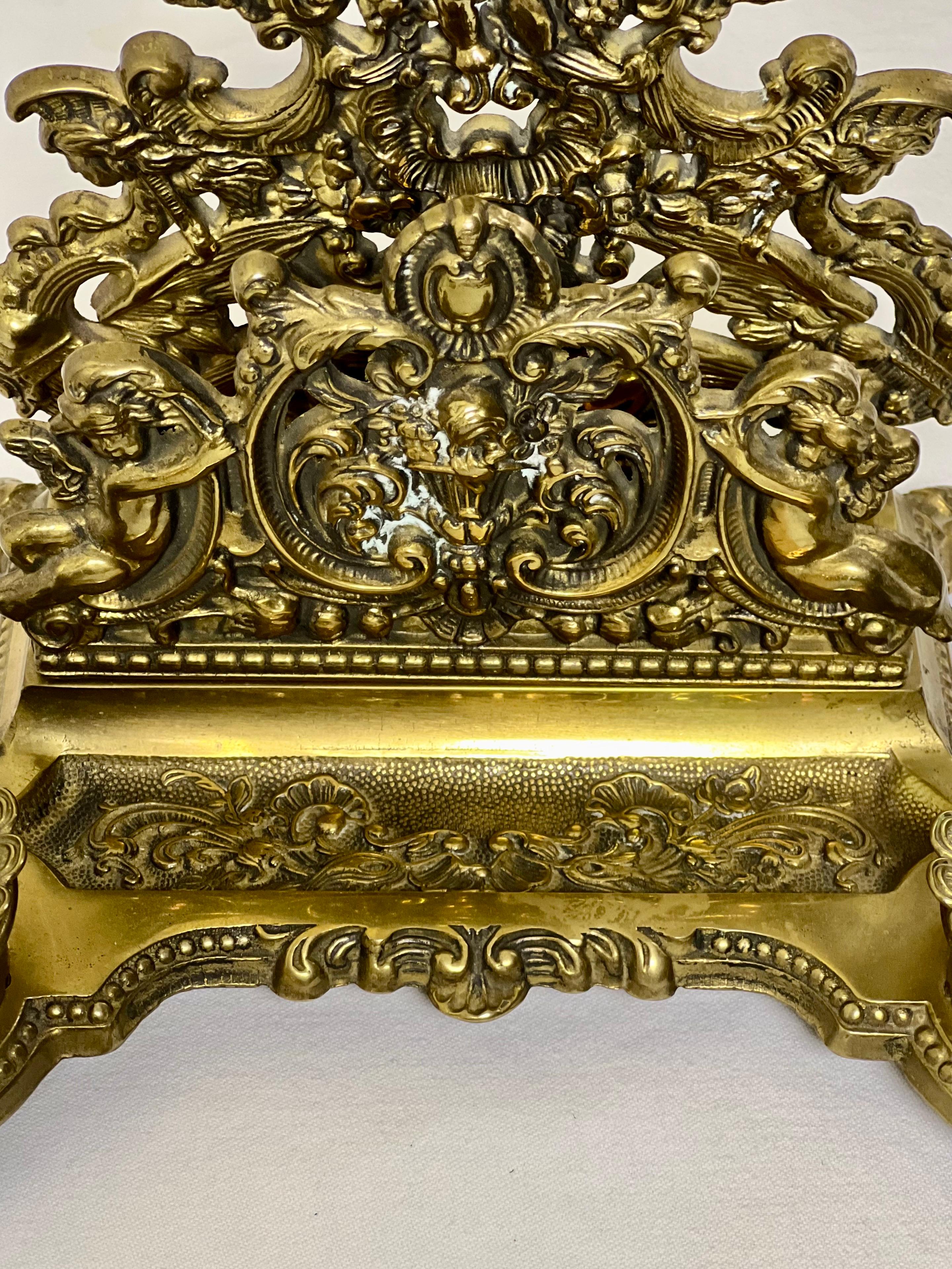 Baroque Style Brass Inkwell Set and Letter Holder Stand For Sale 3
