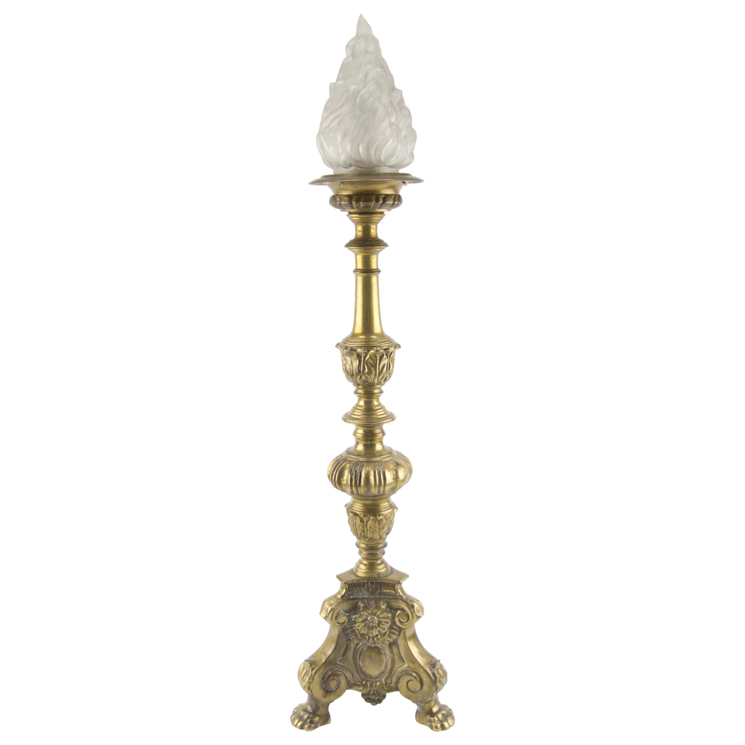 Baroque Style Bronze and Frosted Glass Floor Lamp