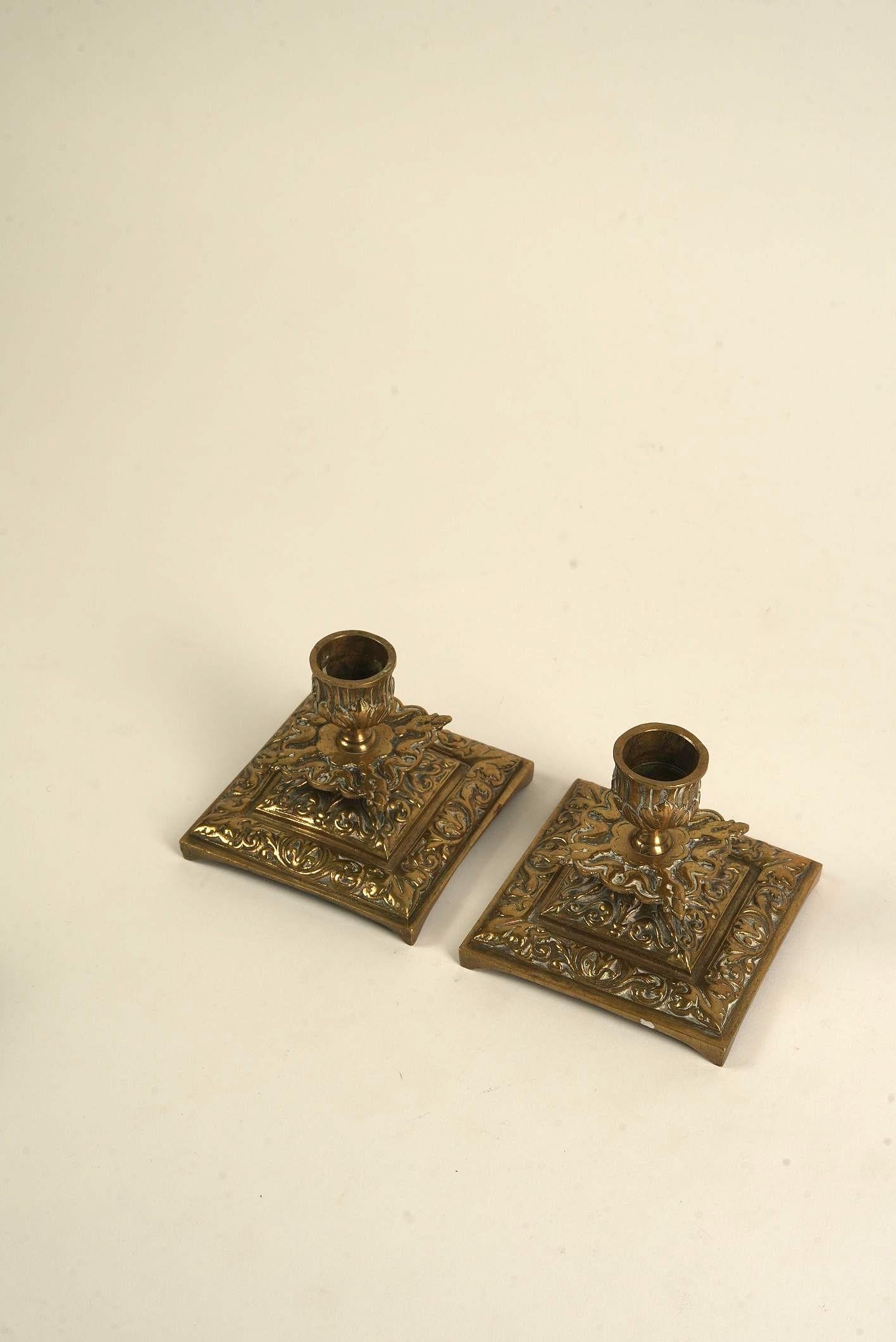 Baroque Revival Baroque-Style Candle Holders With Gilded Accents For Sale