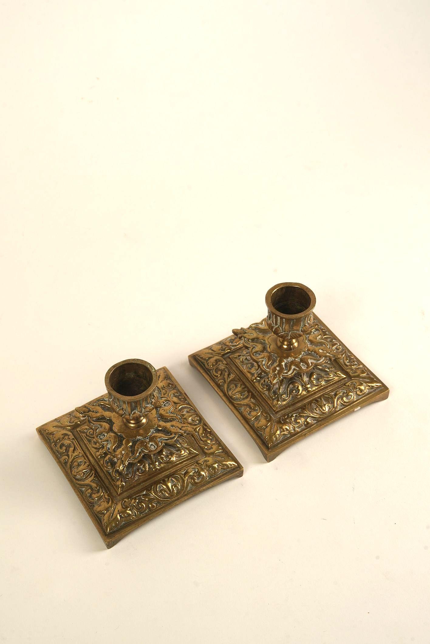 Baroque-Style Candle Holders With Gilded Accents In Good Condition For Sale In Worcester Park, GB