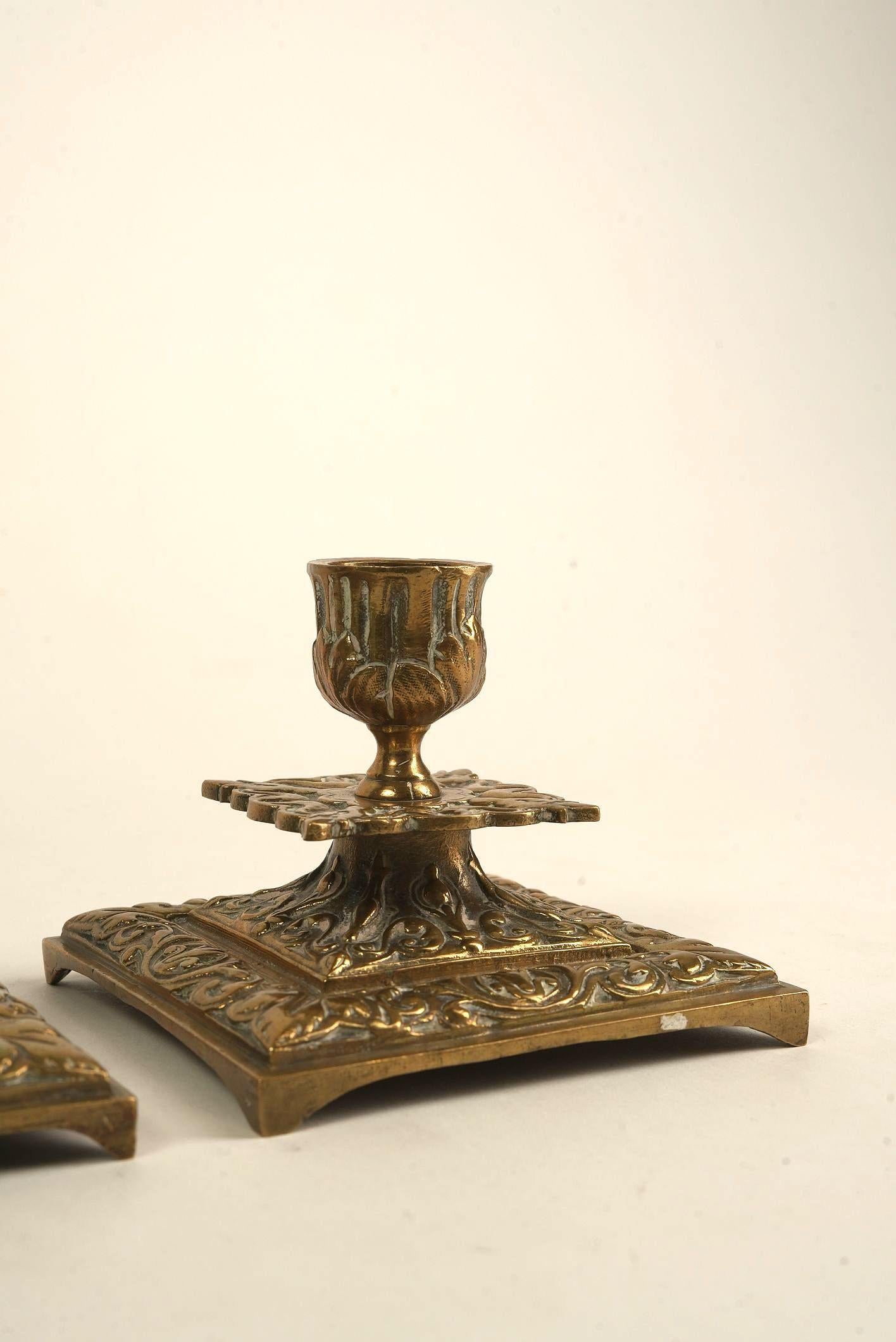 20th Century Baroque-Style Candle Holders With Gilded Accents For Sale