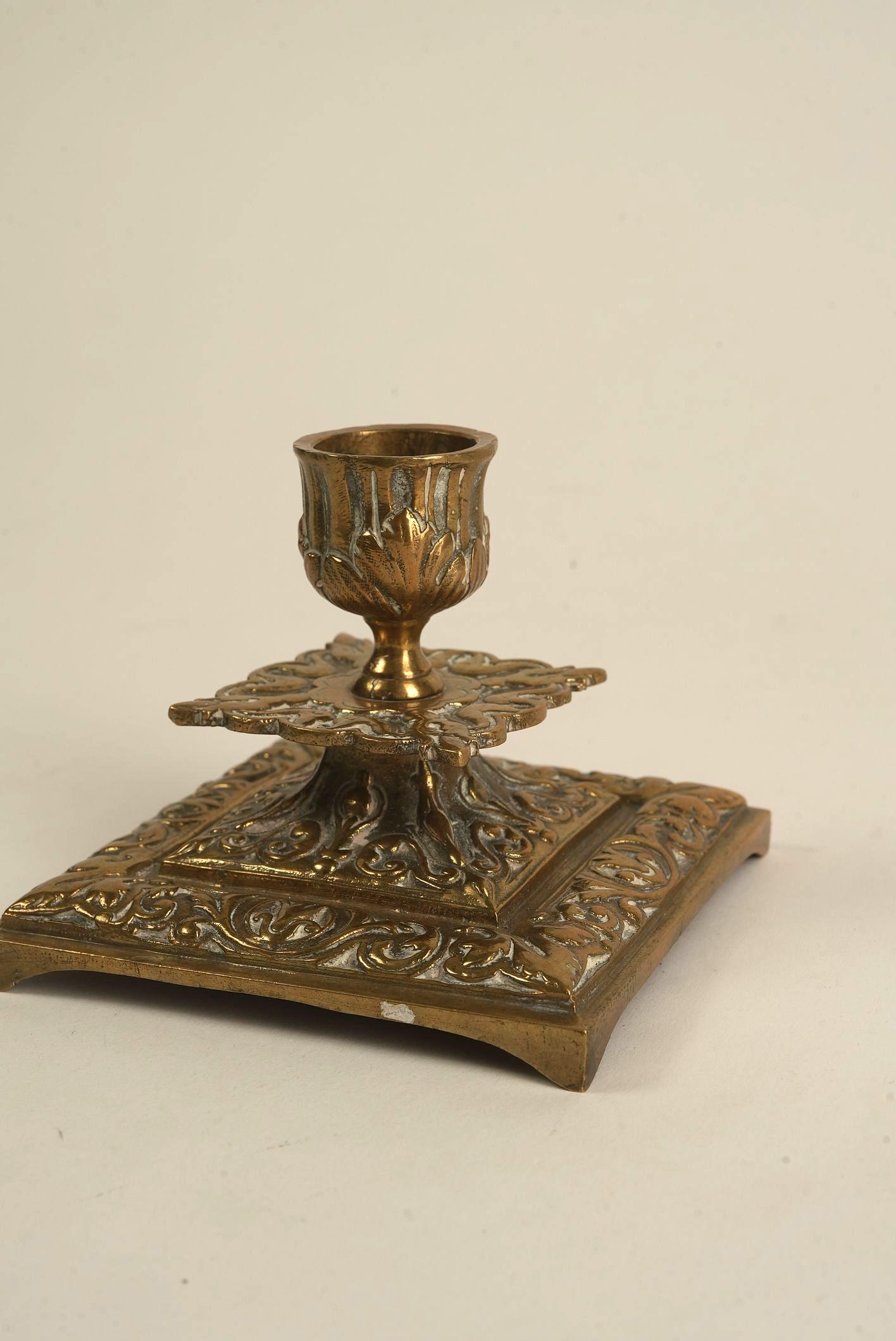 Baroque-Style Candle Holders With Gilded Accents For Sale 1
