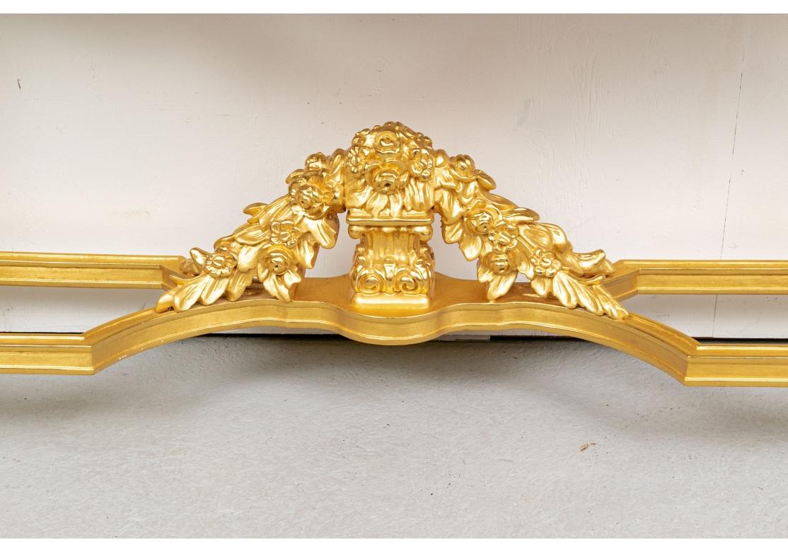 Baroque Style Carved And Gilt Marble Top Tiered Console Table 6