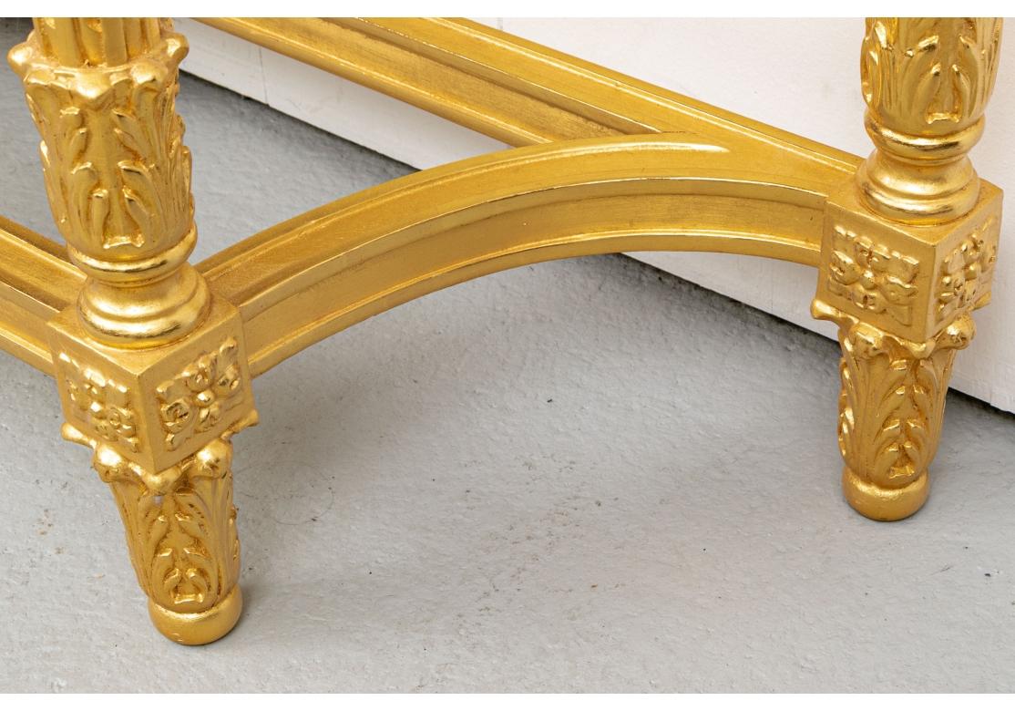 Baroque Style Carved And Gilt Marble Top Tiered Console Table 7