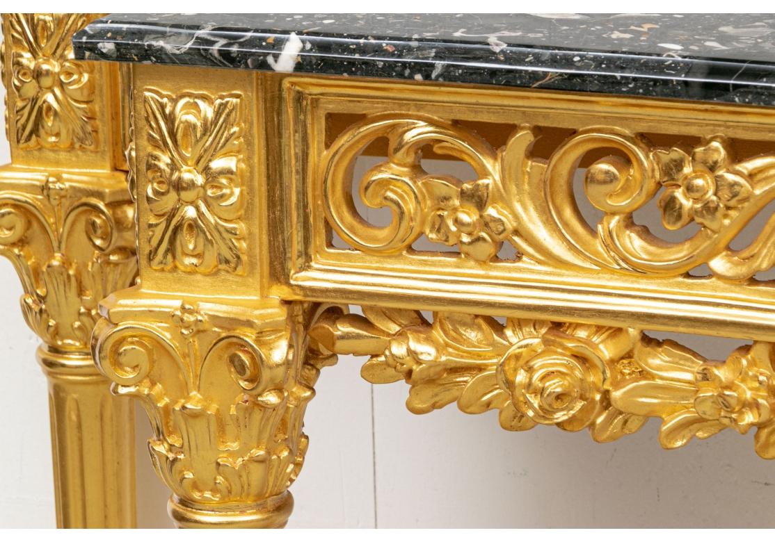 Baroque Style Carved And Gilt Marble Top Tiered Console Table 9