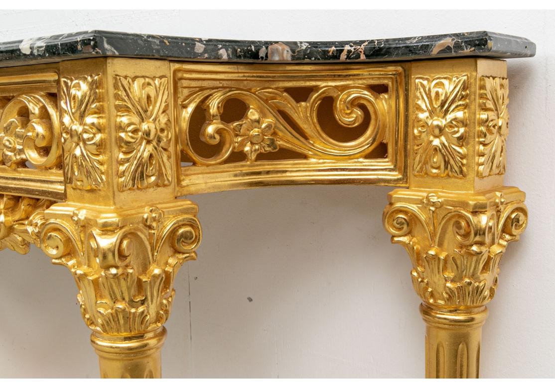 Baroque Style Carved And Gilt Marble Top Tiered Console Table 1