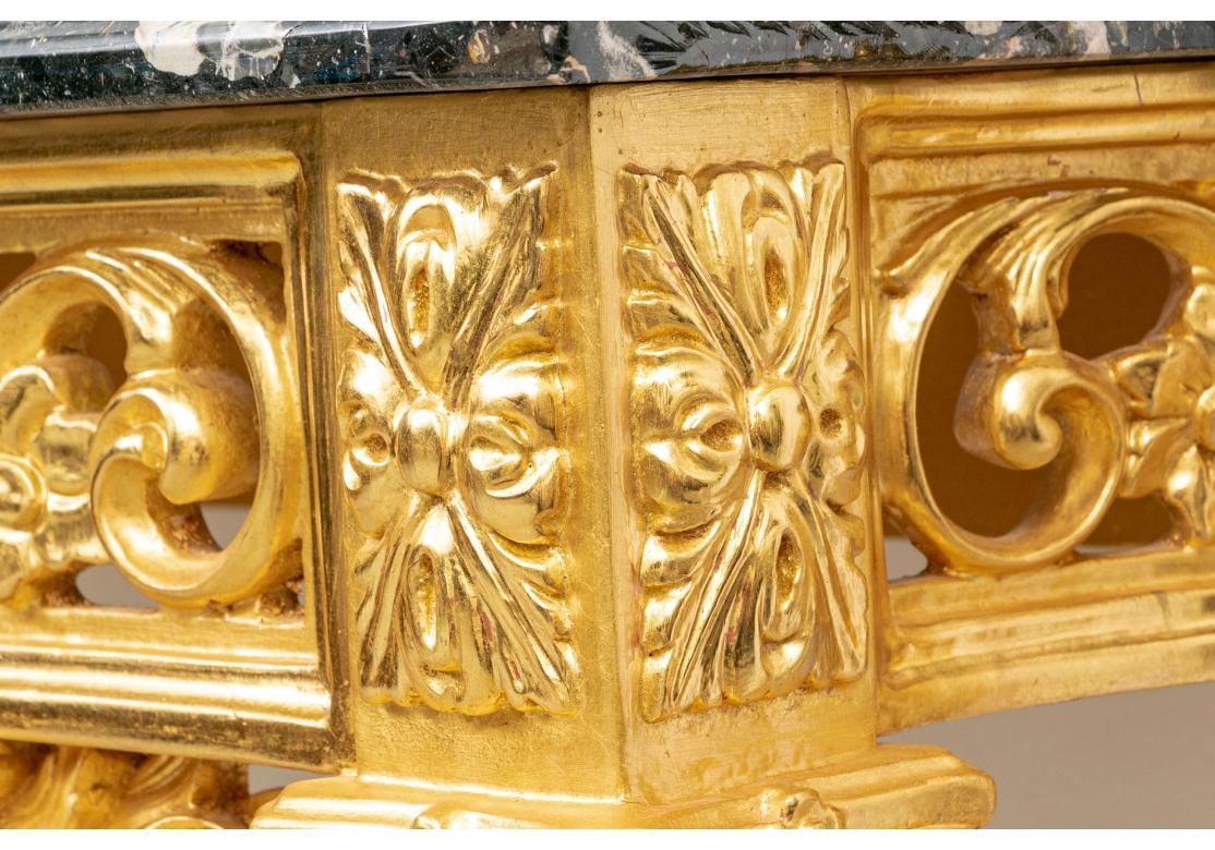 Baroque Style Carved And Gilt Marble Top Tiered Console Table 3