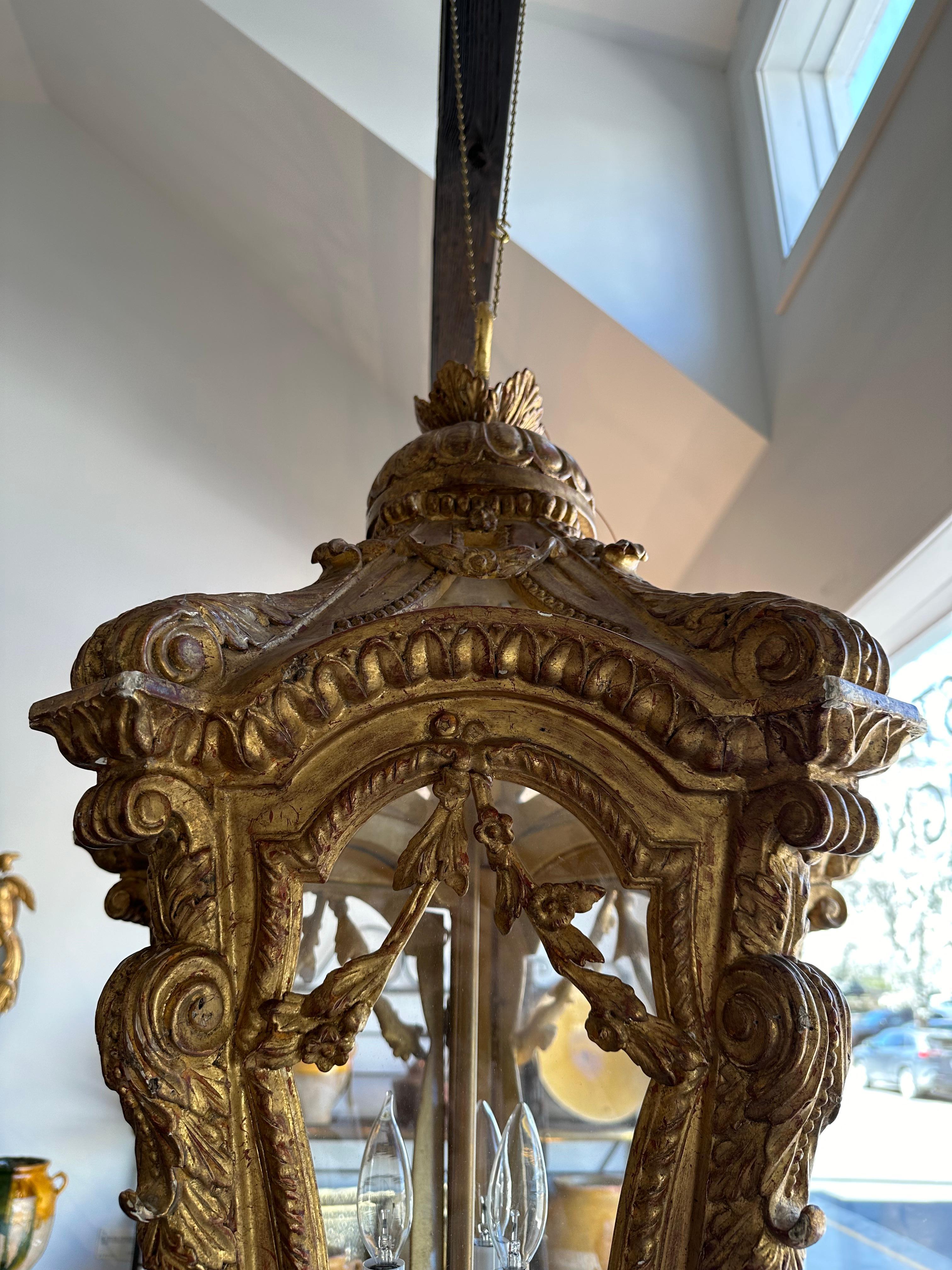 Baroque Style Carved and Gilt Wood Venetian Lantern In Good Condition In Middleburg, VA