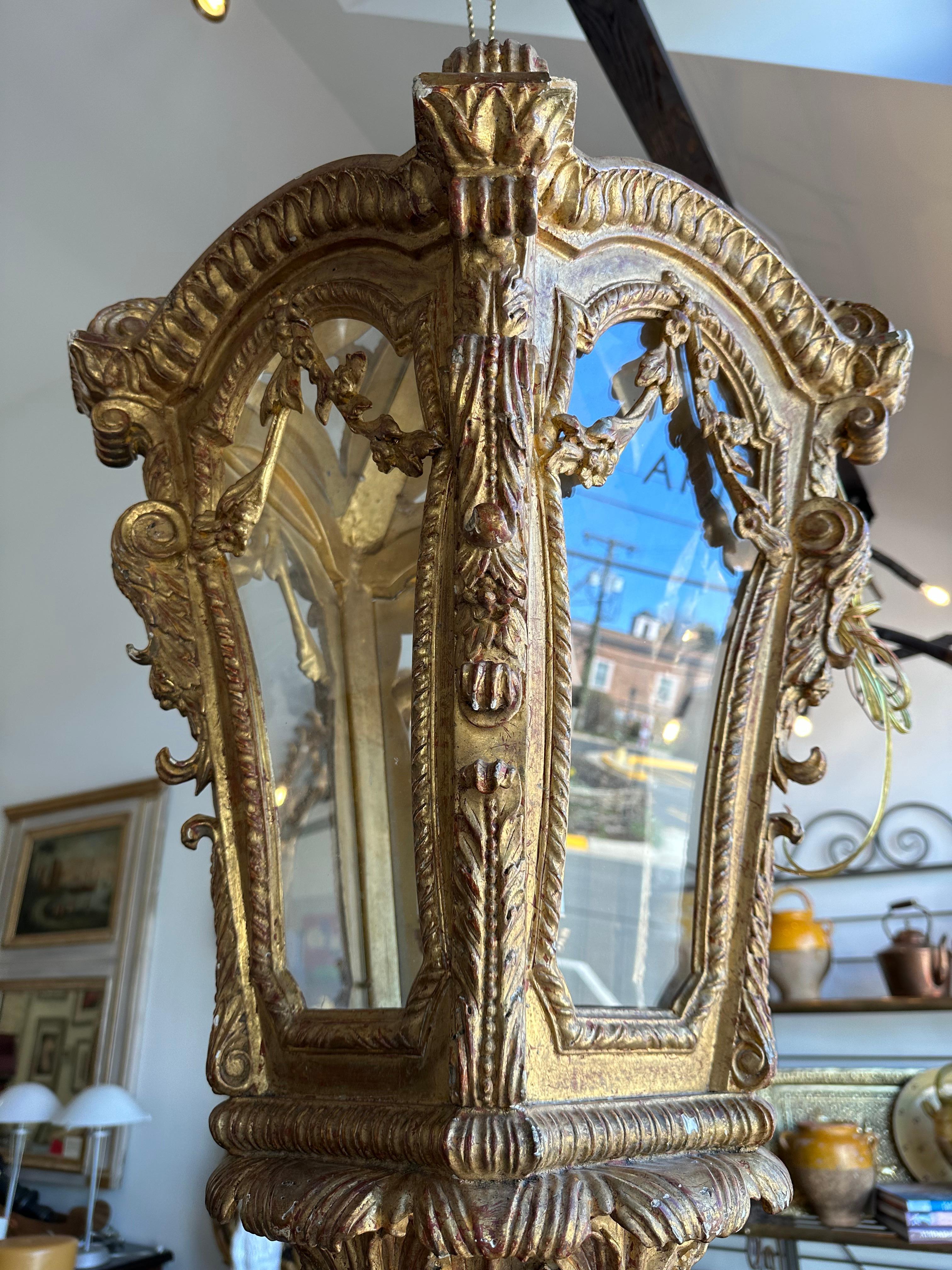 Giltwood Baroque Style Carved and Gilt Wood Venetian Lantern
