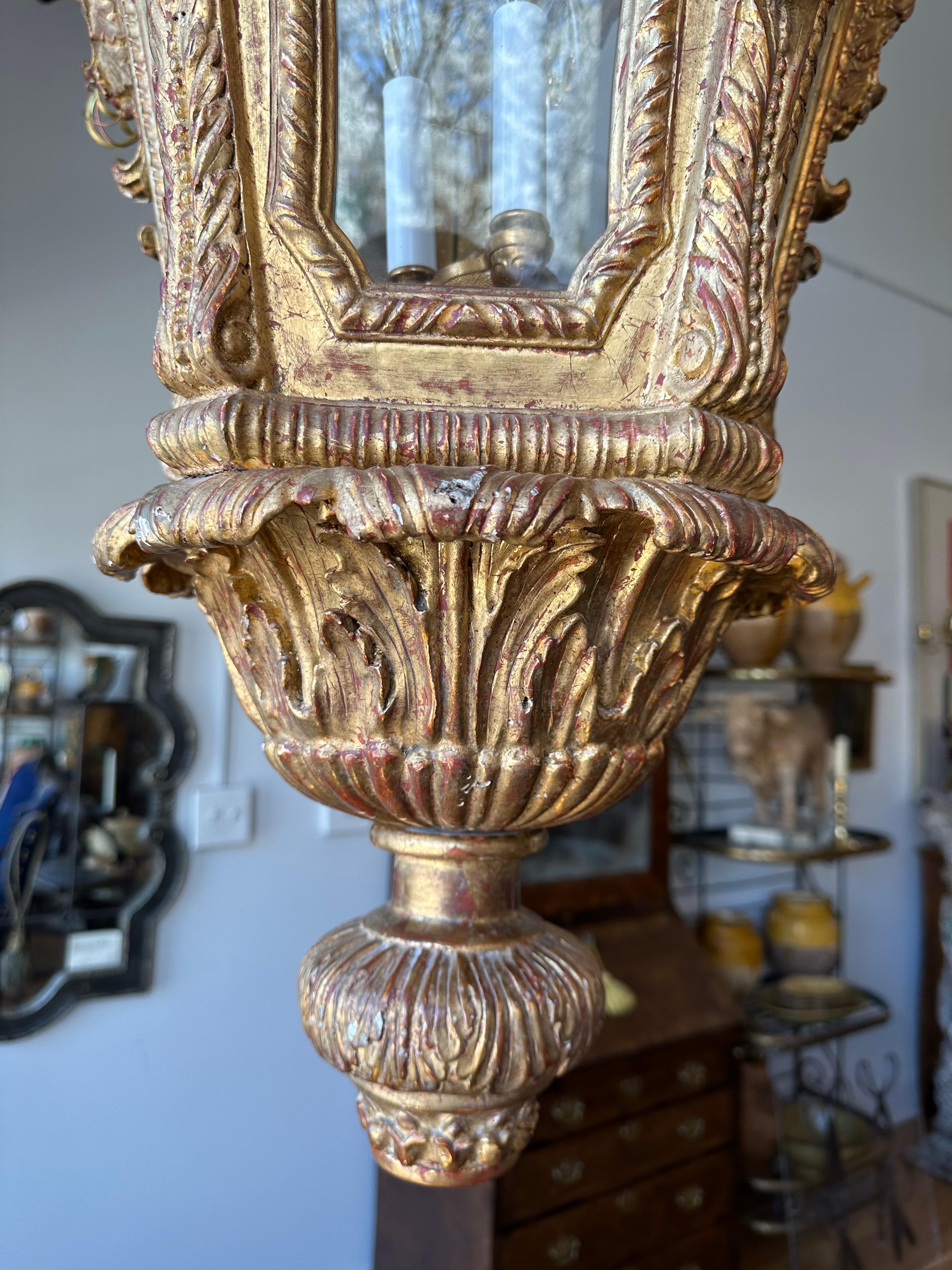 Baroque Style Carved and Gilt Wood Venetian Lantern 1