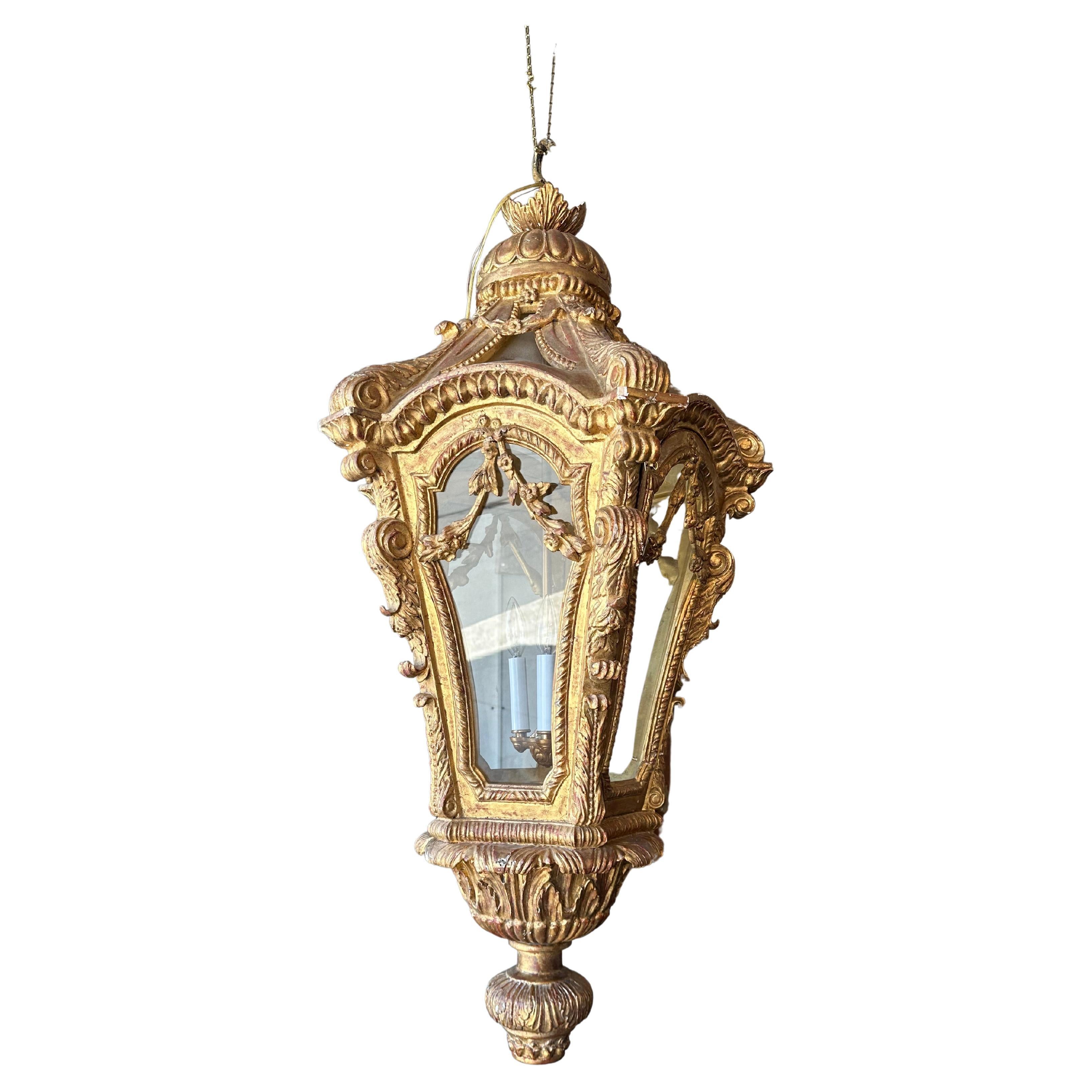 Baroque Style Carved and Gilt Wood Venetian Lantern