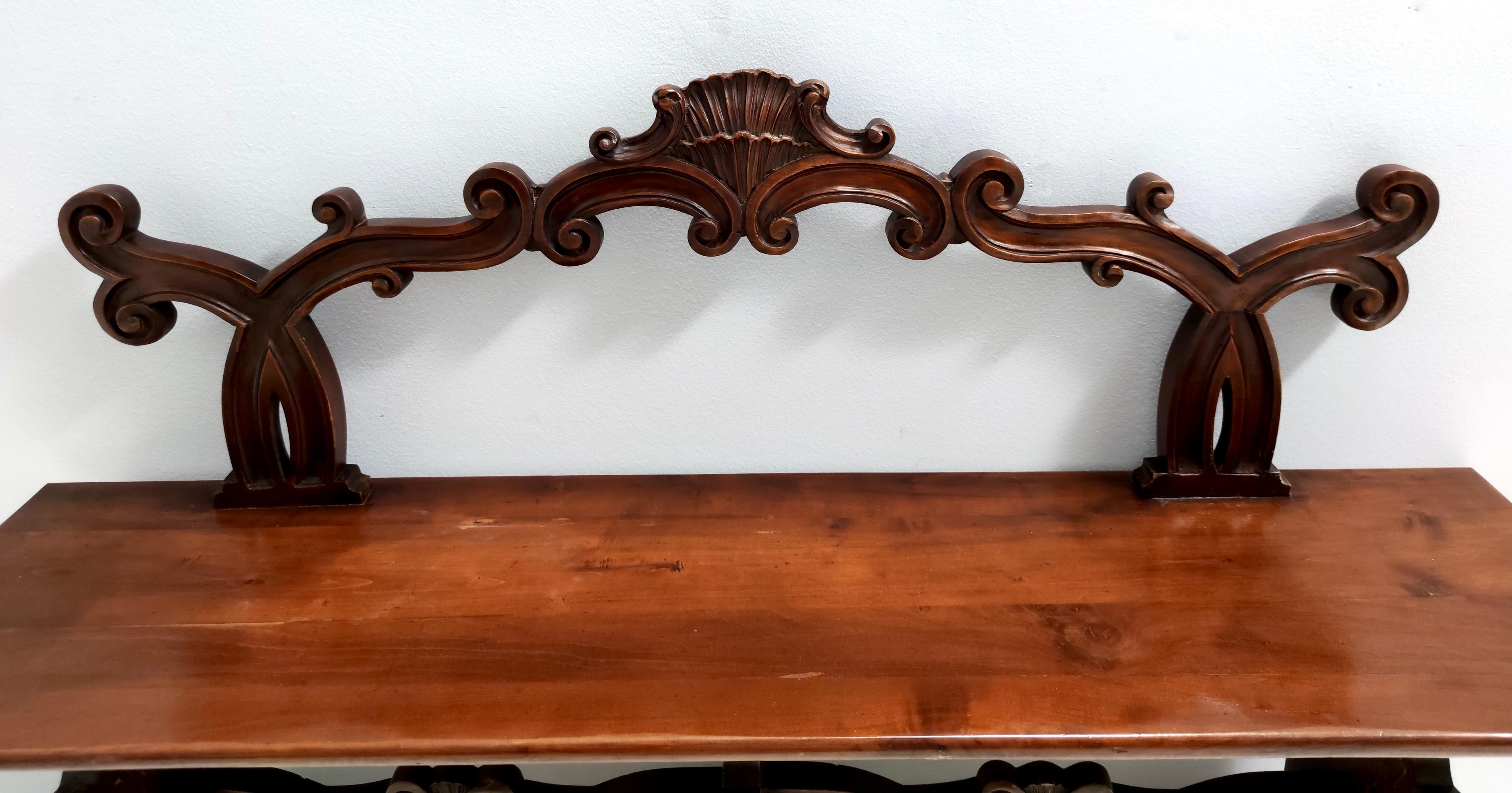 Baroque Style Carved Solid Beech Bench, Italy For Sale 1