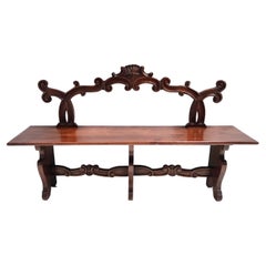 Baroque Style Carved Solid Beech Bench, Italy