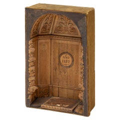 Antique Baroque-style Carved Wooden Niche