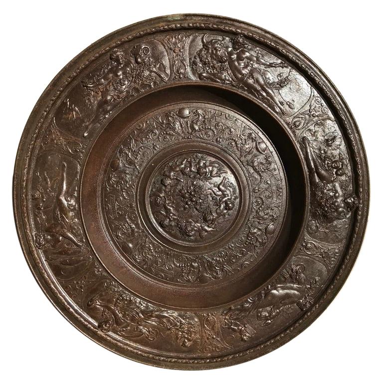 19th Century Berlin Cast Iron Charger with Mythological Scenes For Sale