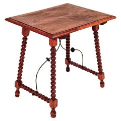 Baroque style. Castilian walnut wood side table, Spain, 1940s