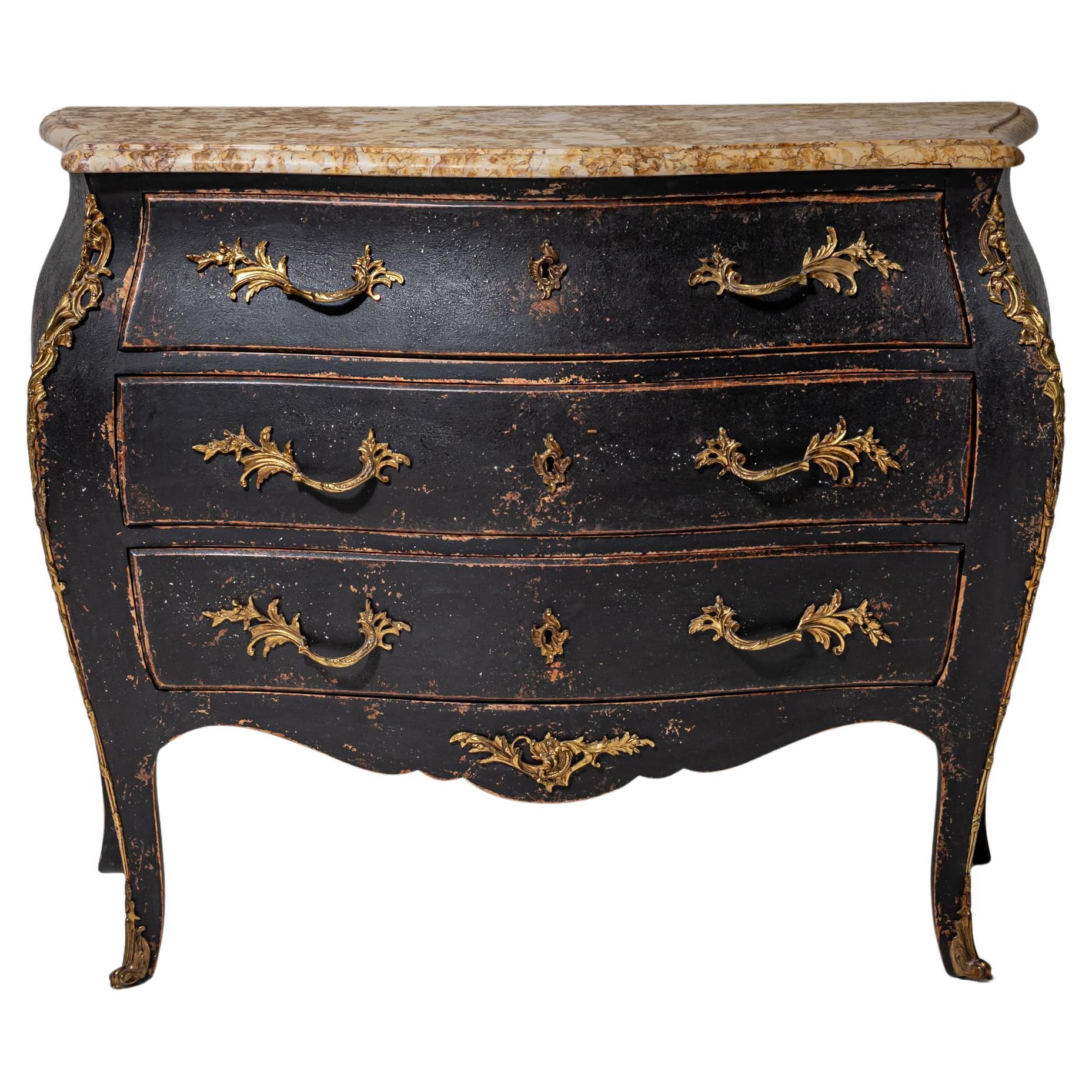 Vintage Baroque Rococo Chest of Drawers Bombe Pair For Sale at 1stDibs