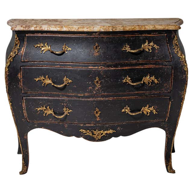 Vintage Baroque Rococo Chest of Drawers Bombe Pair For Sale at 1stDibs