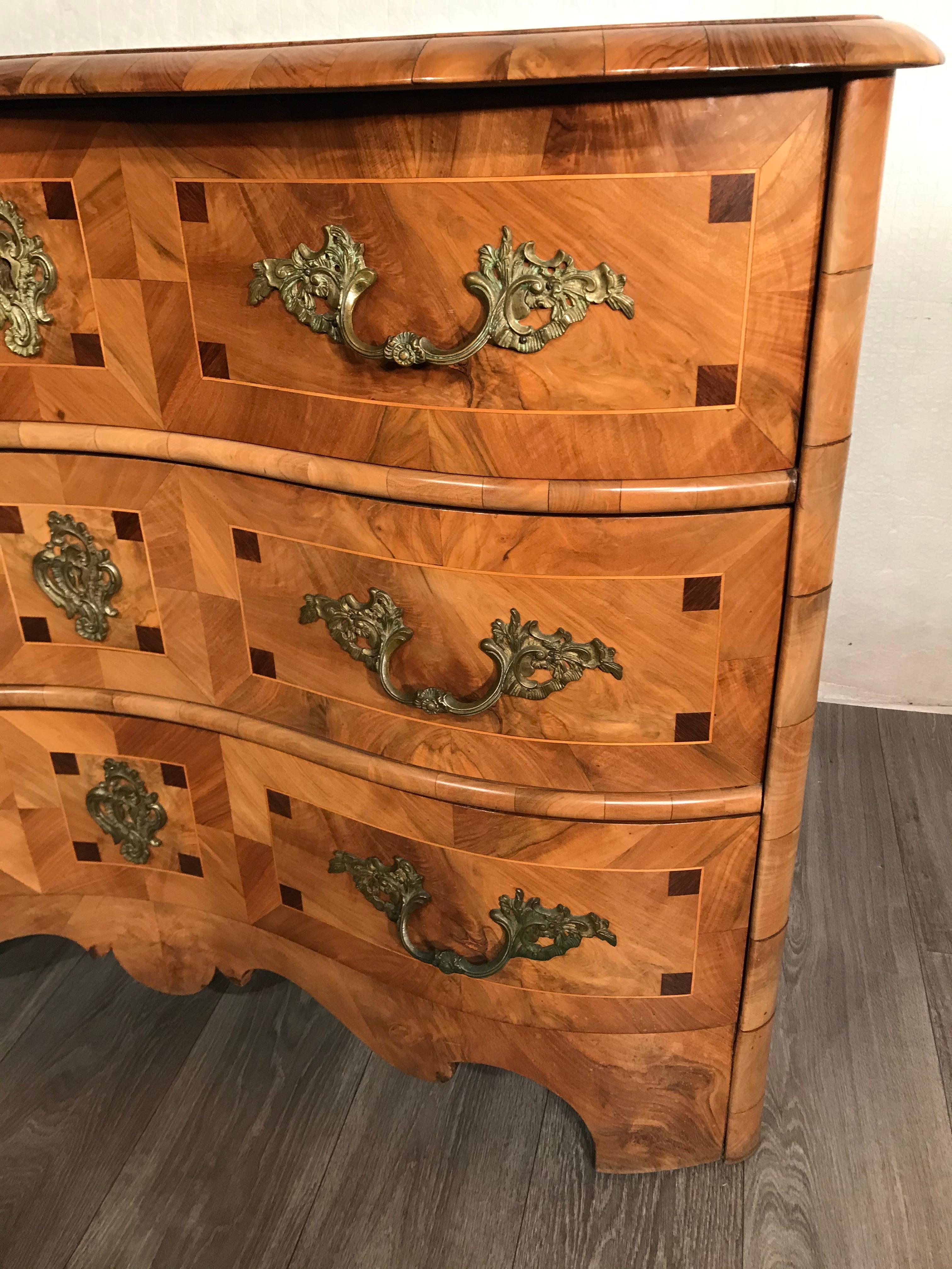 Veneer Baroque Style Chest of Drawers, Germany, 19th Century For Sale